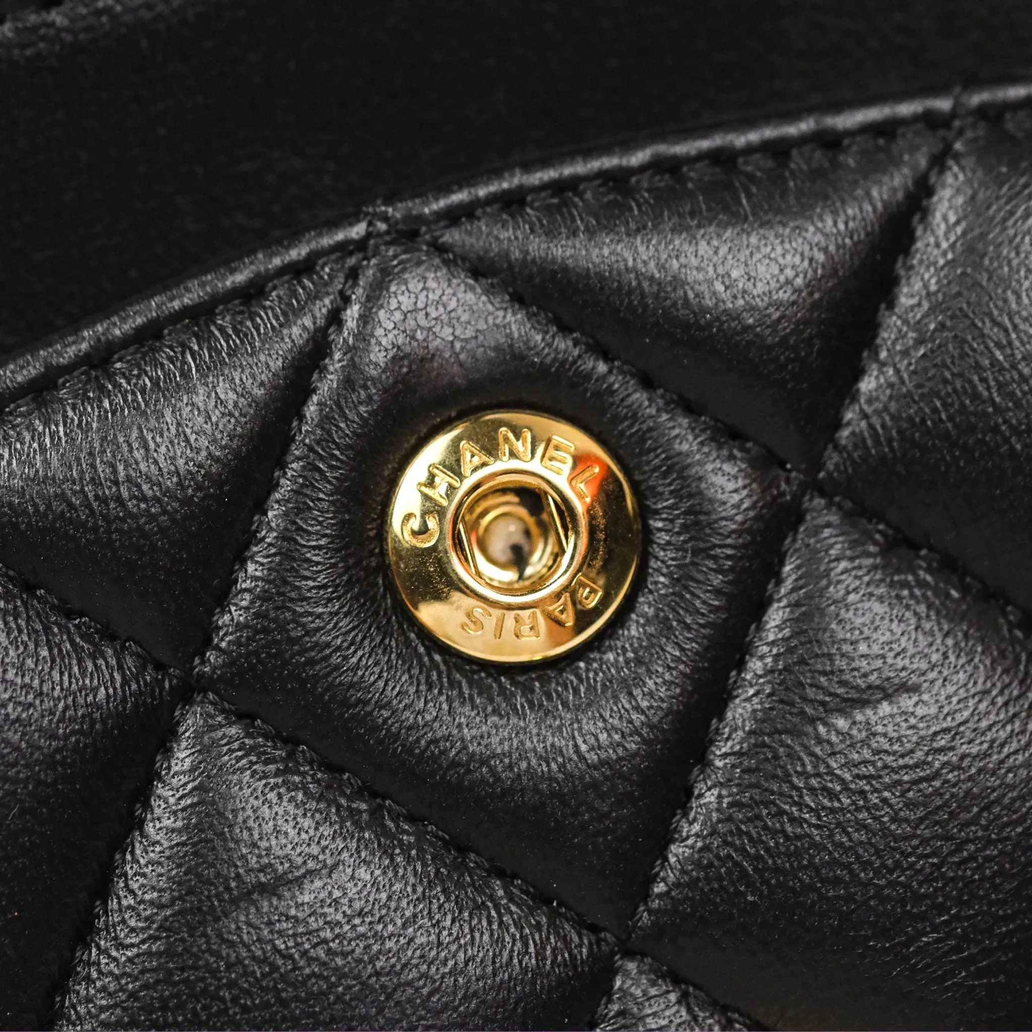 Chanel Small Classic Quilted Flap Black Lambskin Gold Hardware