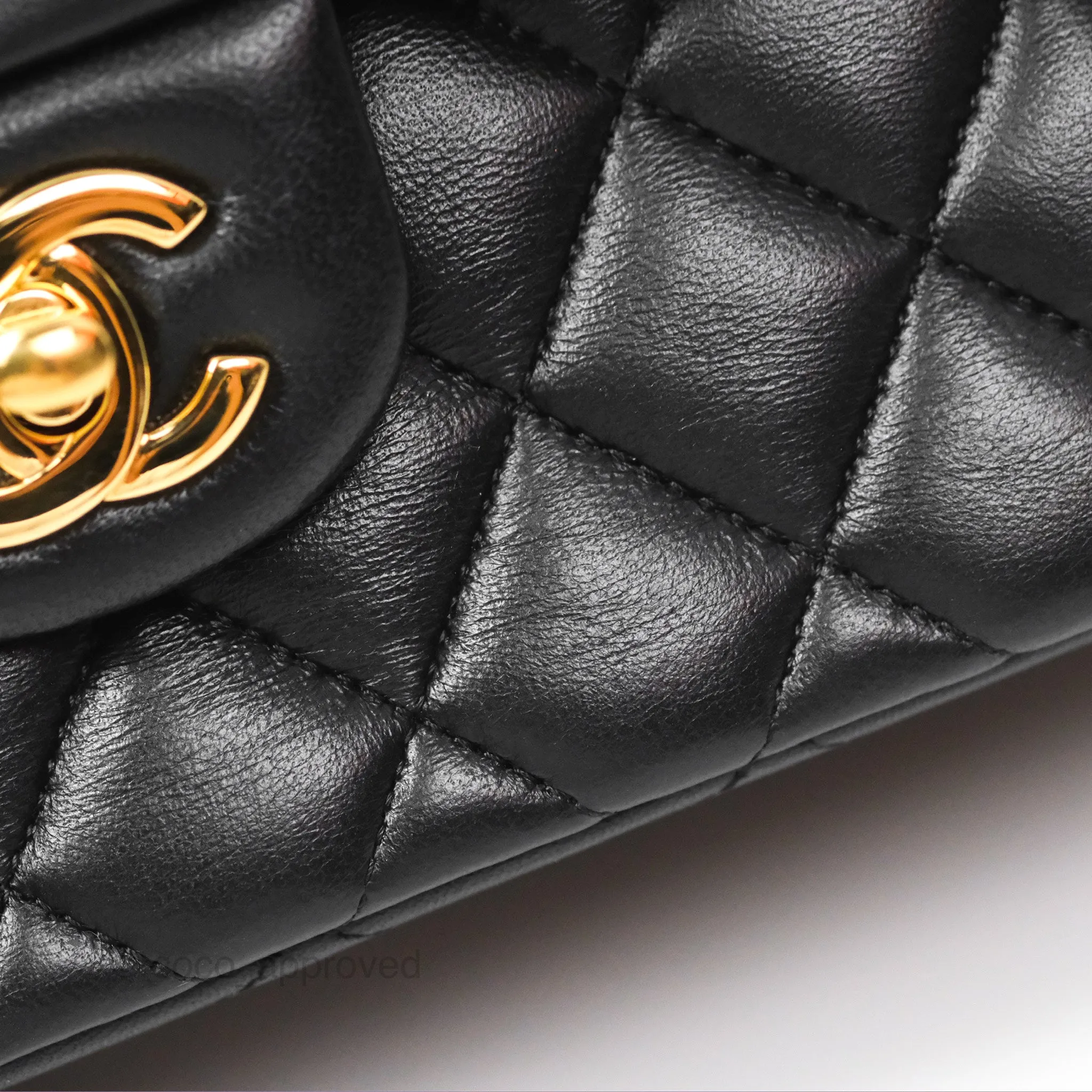 Chanel Small Classic Quilted Flap Black Lambskin Gold Hardware