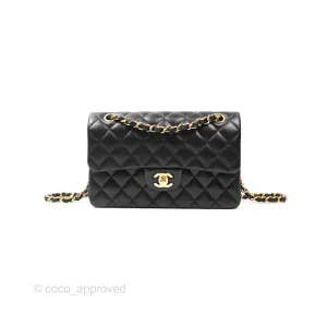 Chanel Small Classic Quilted Flap Black Lambskin Gold Hardware