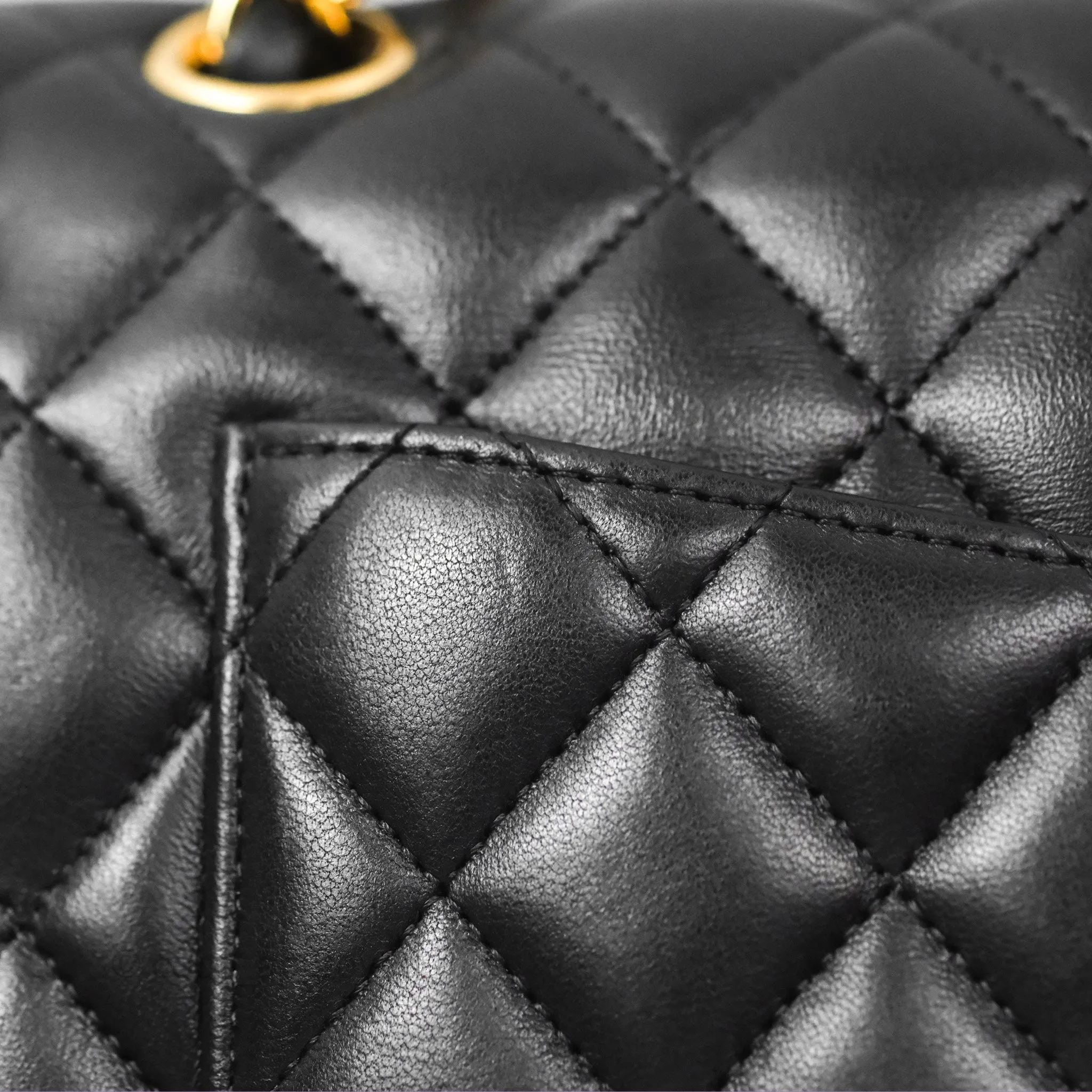 Chanel Small Classic Quilted Flap Black Lambskin Gold Hardware