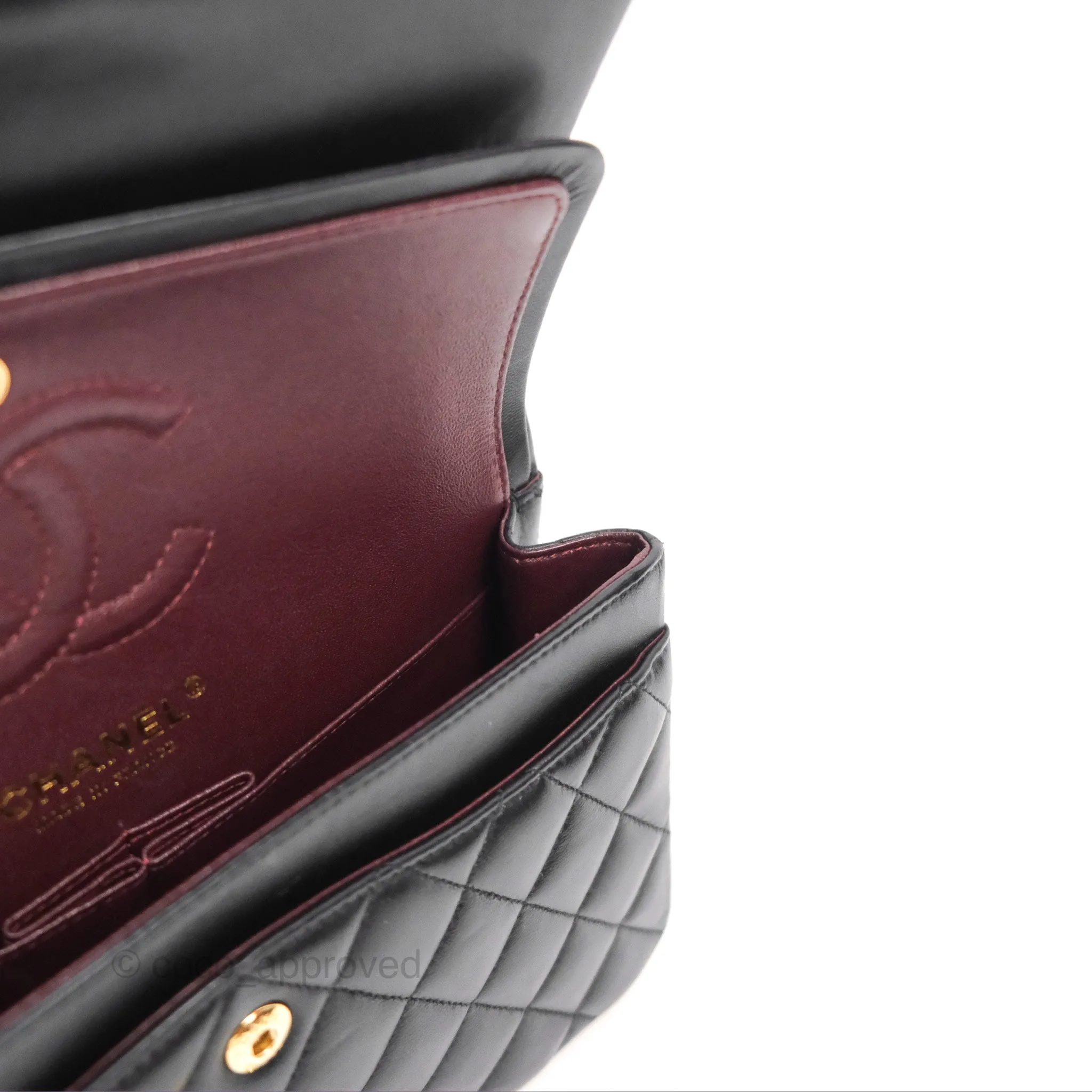 Chanel Small Classic Quilted Flap Black Lambskin Gold Hardware
