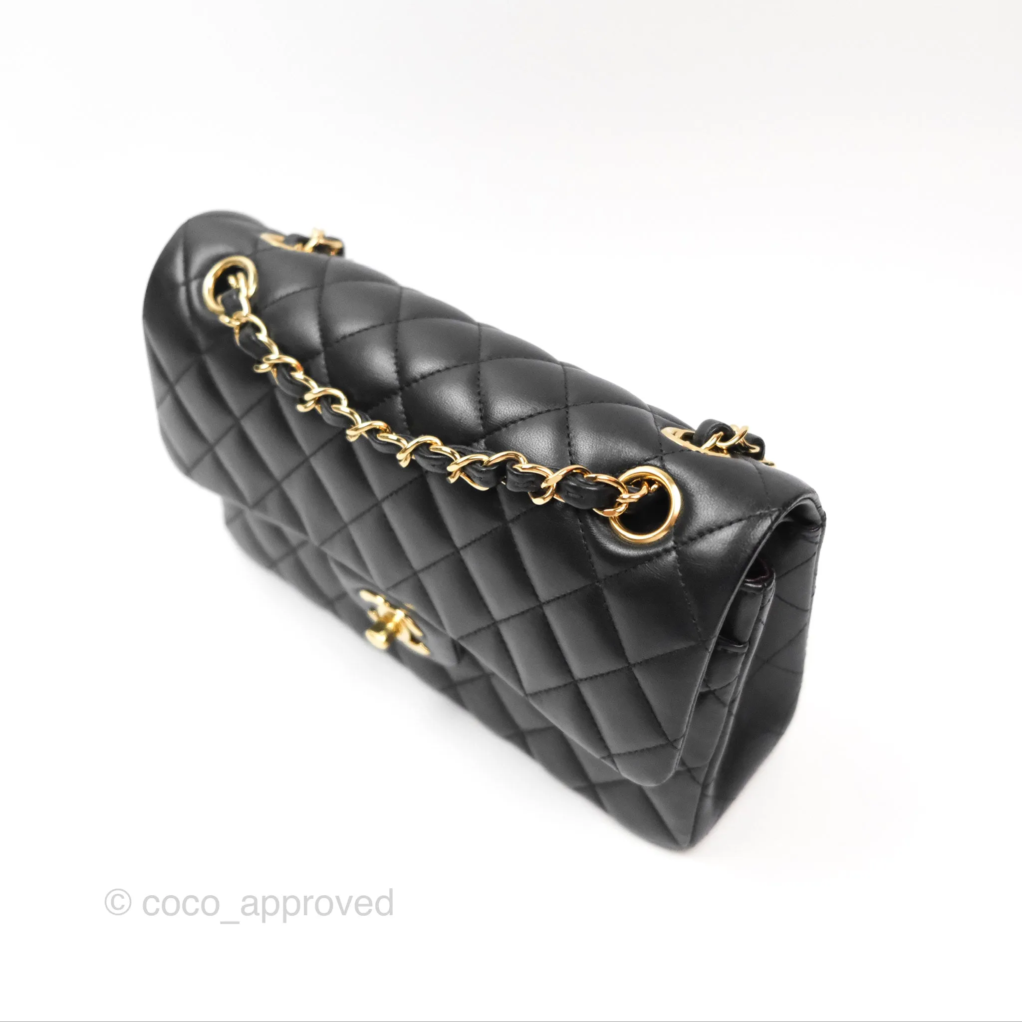Chanel Small Classic Quilted Flap Black Lambskin Gold Hardware