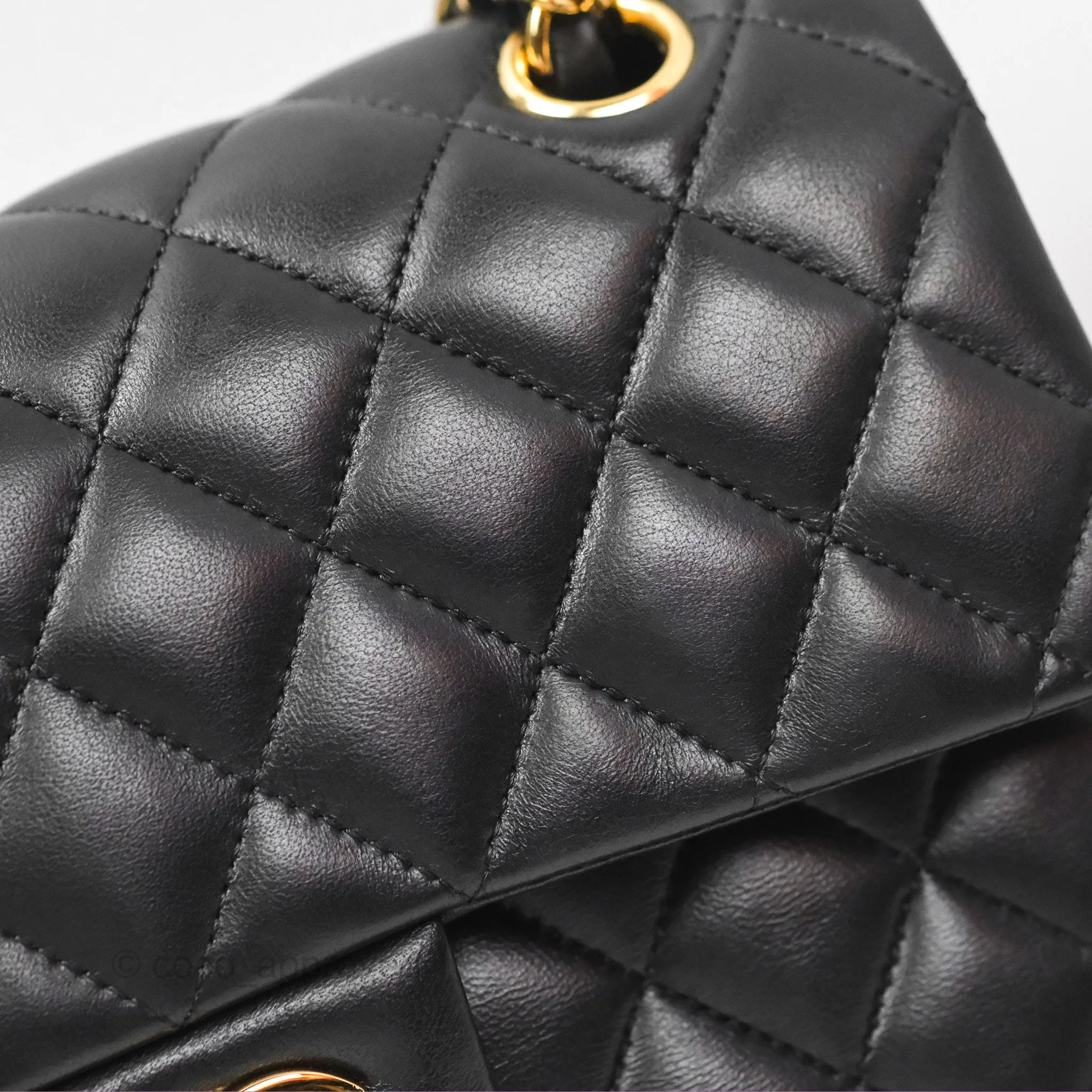 Chanel Small Classic Quilted Flap Black Lambskin Gold Hardware