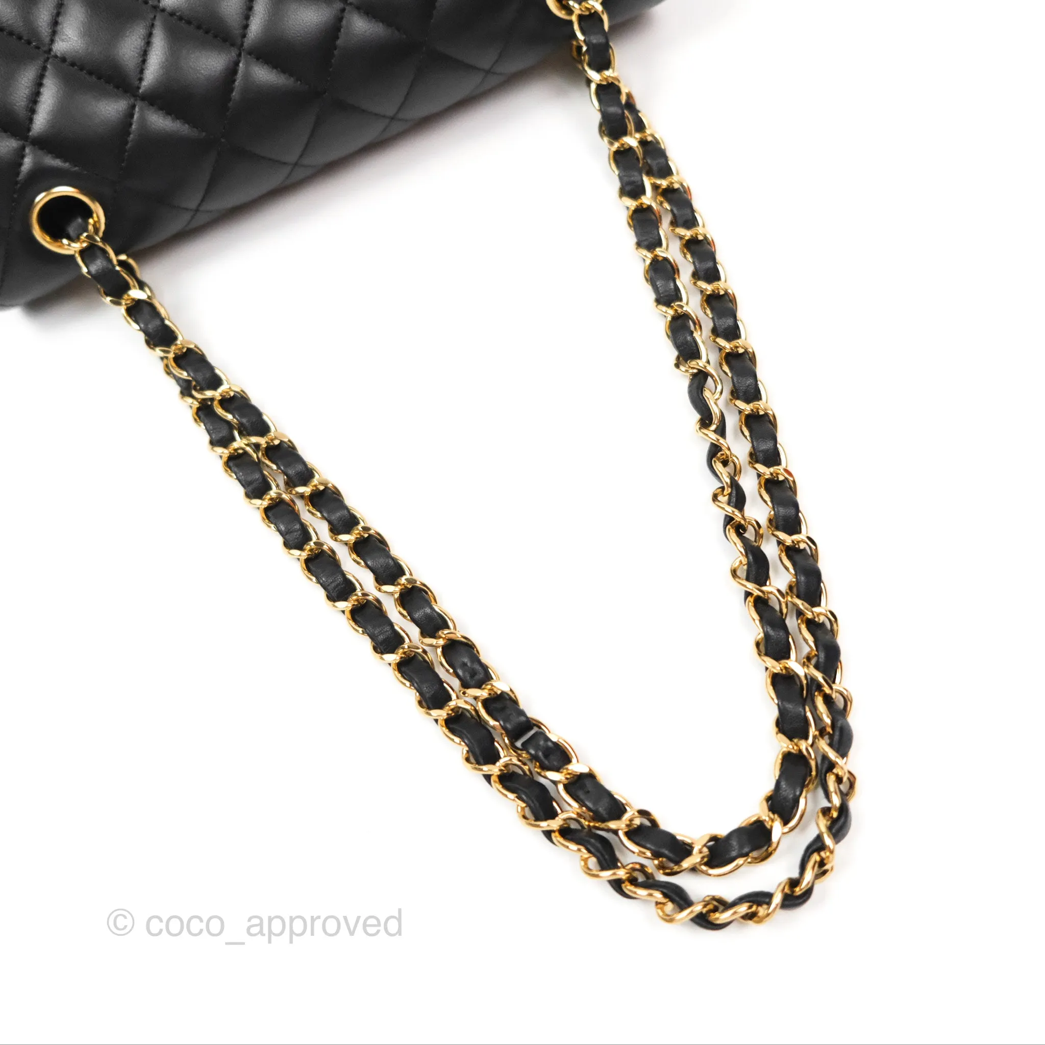 Chanel Small Classic Quilted Flap Black Lambskin Gold Hardware