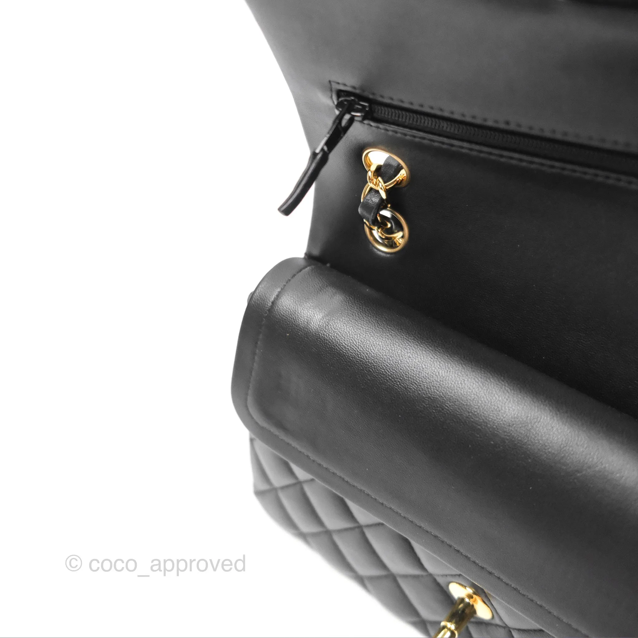 Chanel Small Classic Quilted Flap Black Lambskin Gold Hardware