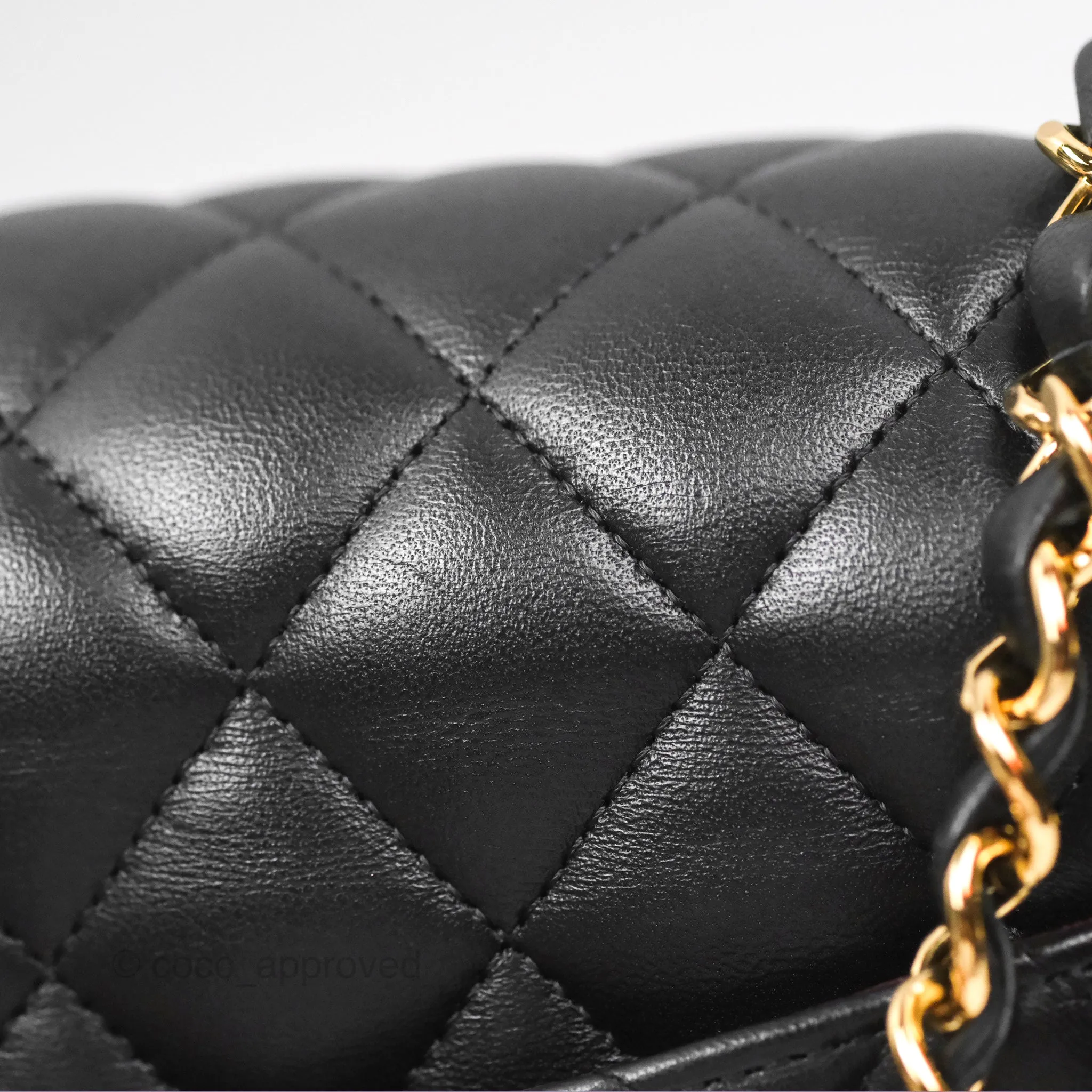 Chanel Small Classic Quilted Flap Black Lambskin Gold Hardware