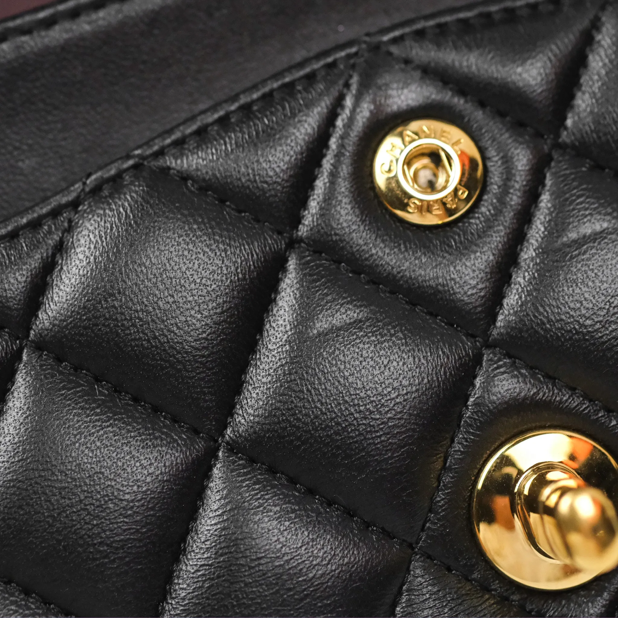 Chanel Small Classic Quilted Flap Black Lambskin Gold Hardware