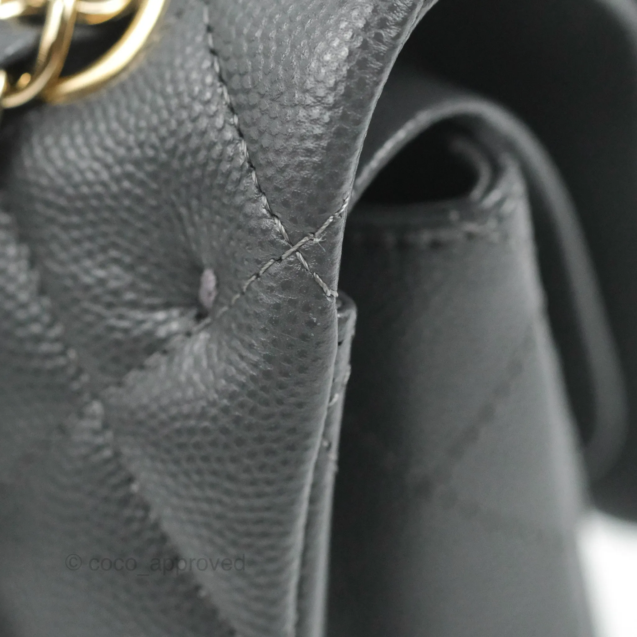 Chanel Small Classic Quilted Flap Dark Grey Caviar Gold Hardware
