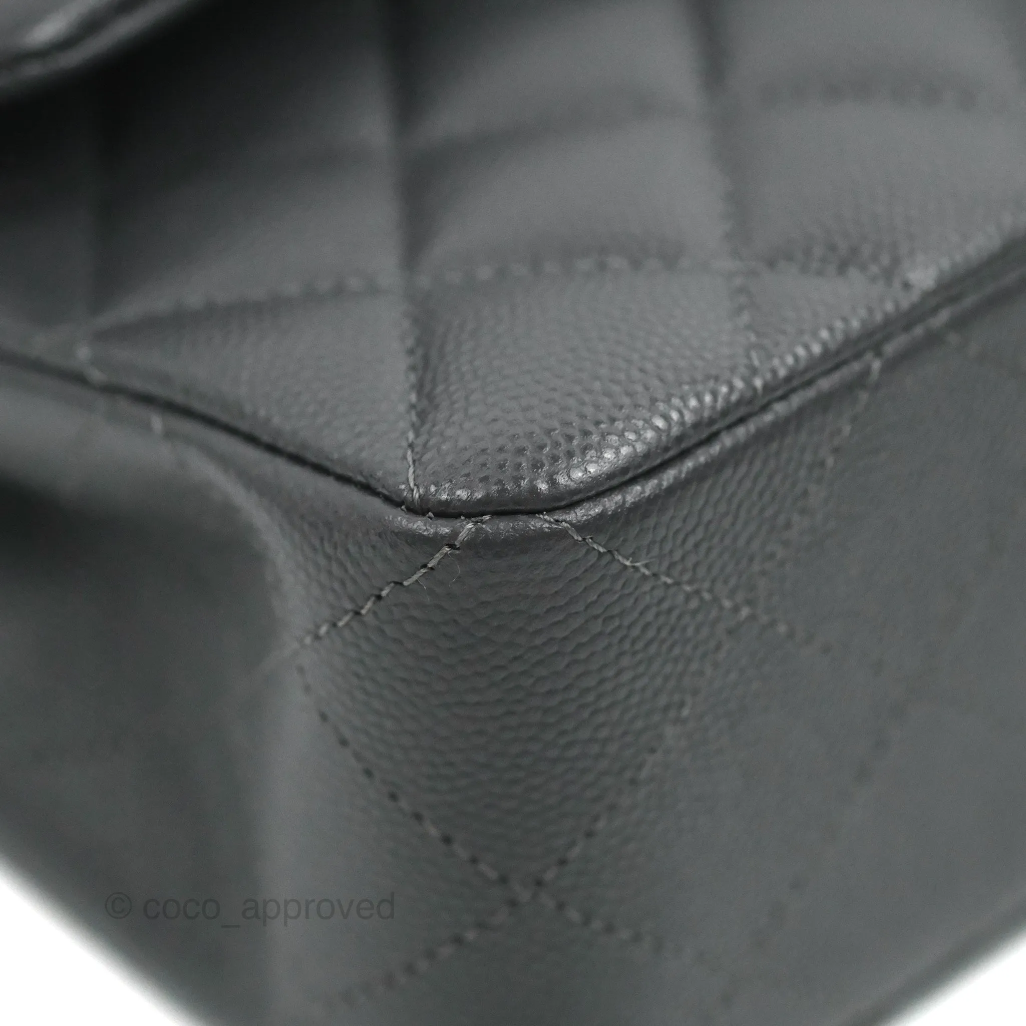 Chanel Small Classic Quilted Flap Dark Grey Caviar Gold Hardware