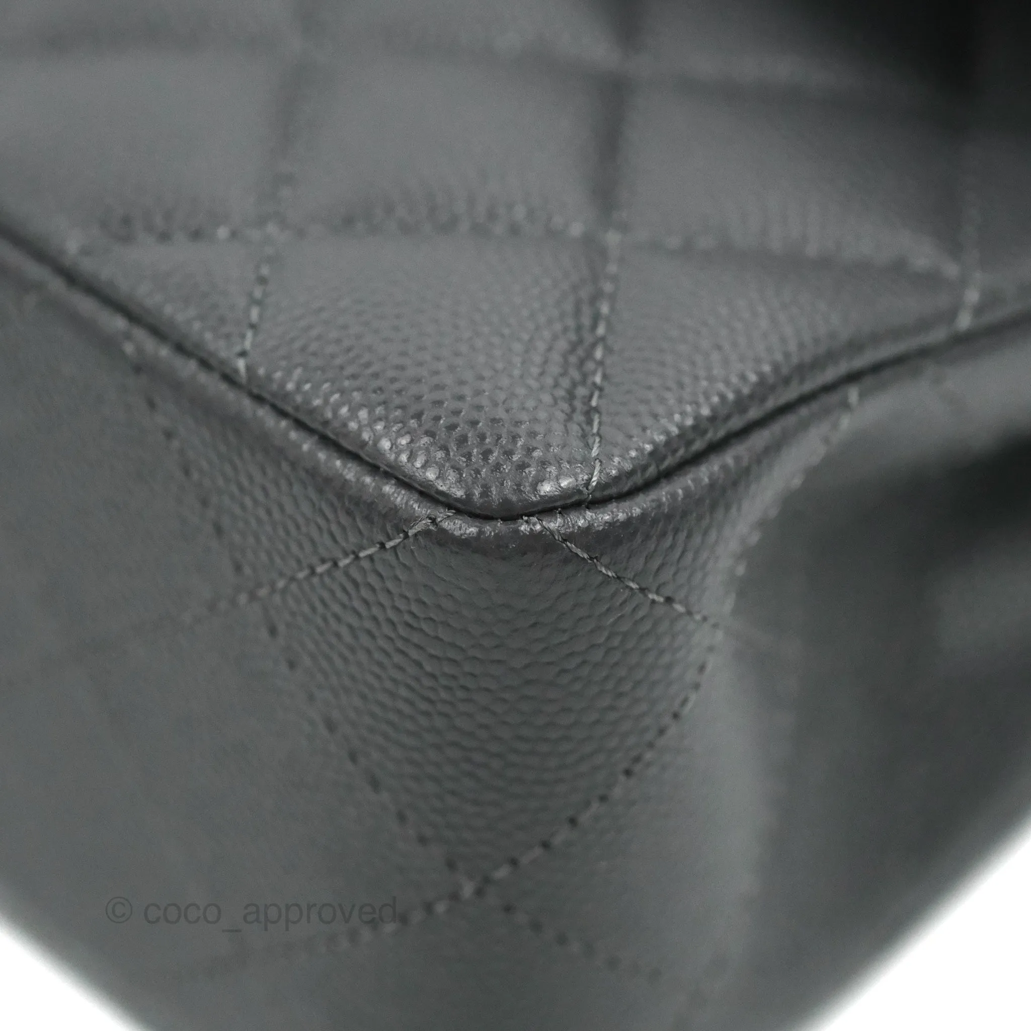 Chanel Small Classic Quilted Flap Dark Grey Caviar Gold Hardware