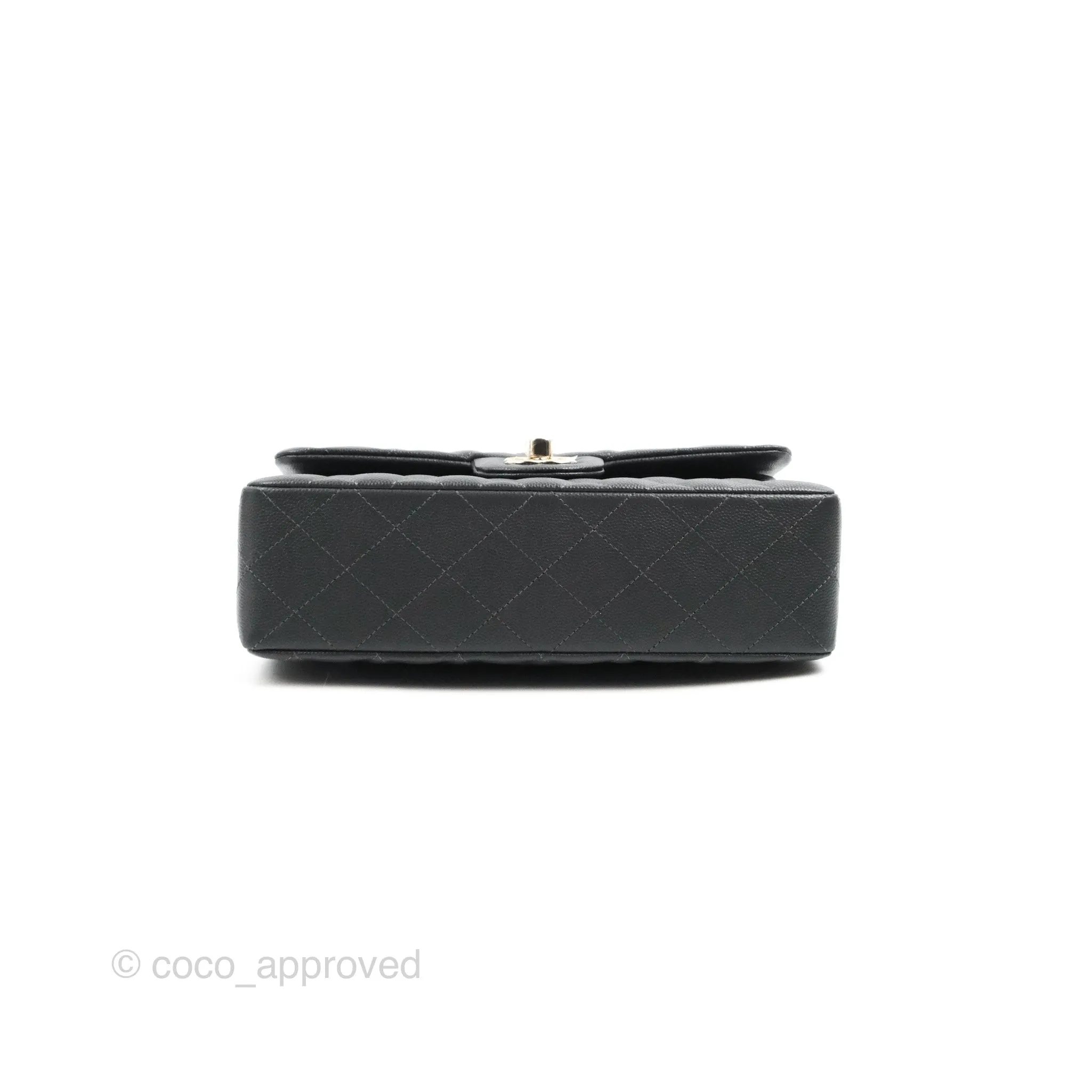 Chanel Small Classic Quilted Flap Dark Grey Caviar Gold Hardware