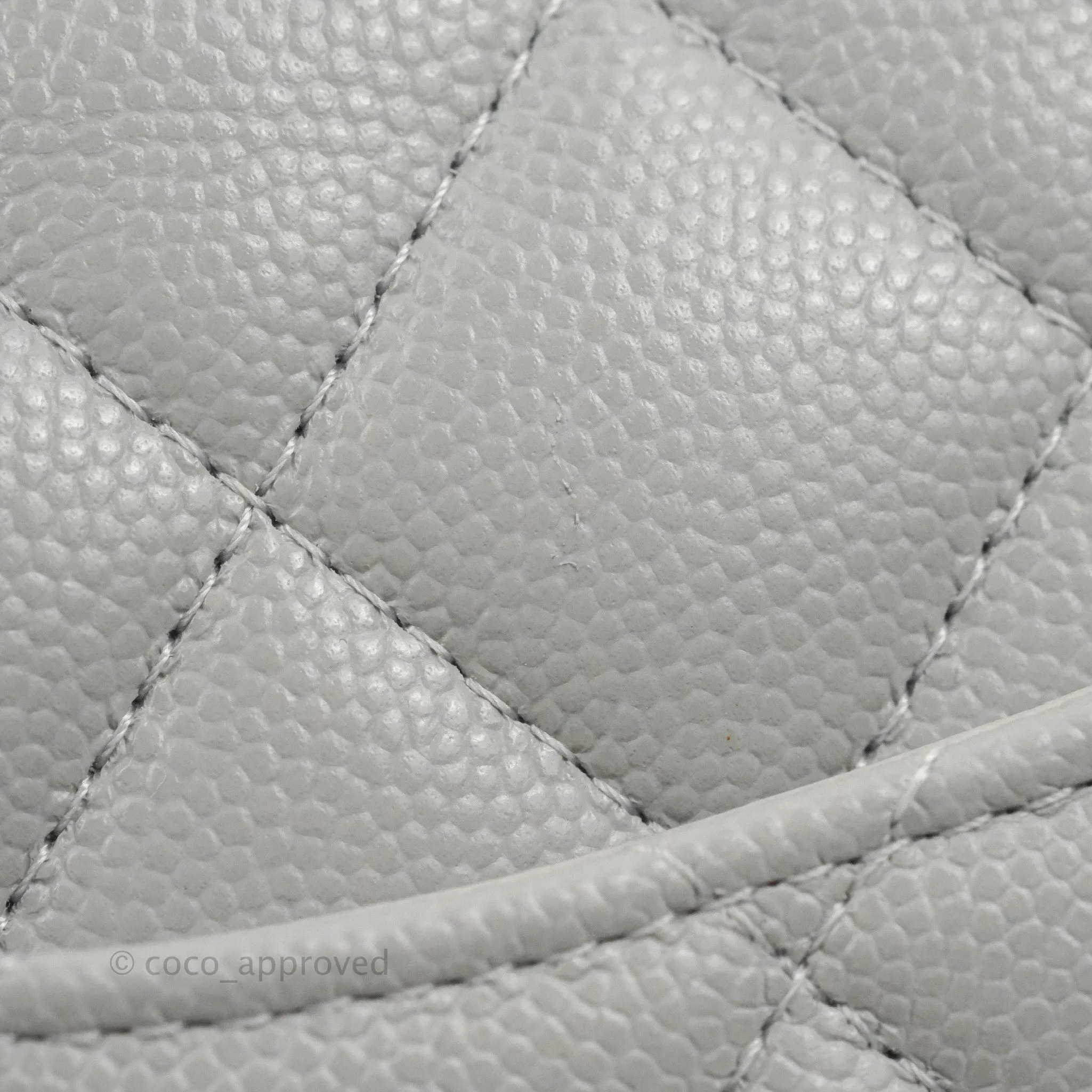 Chanel Small Classic Quilted Flap Grey Caviar Gold Hardware 21A