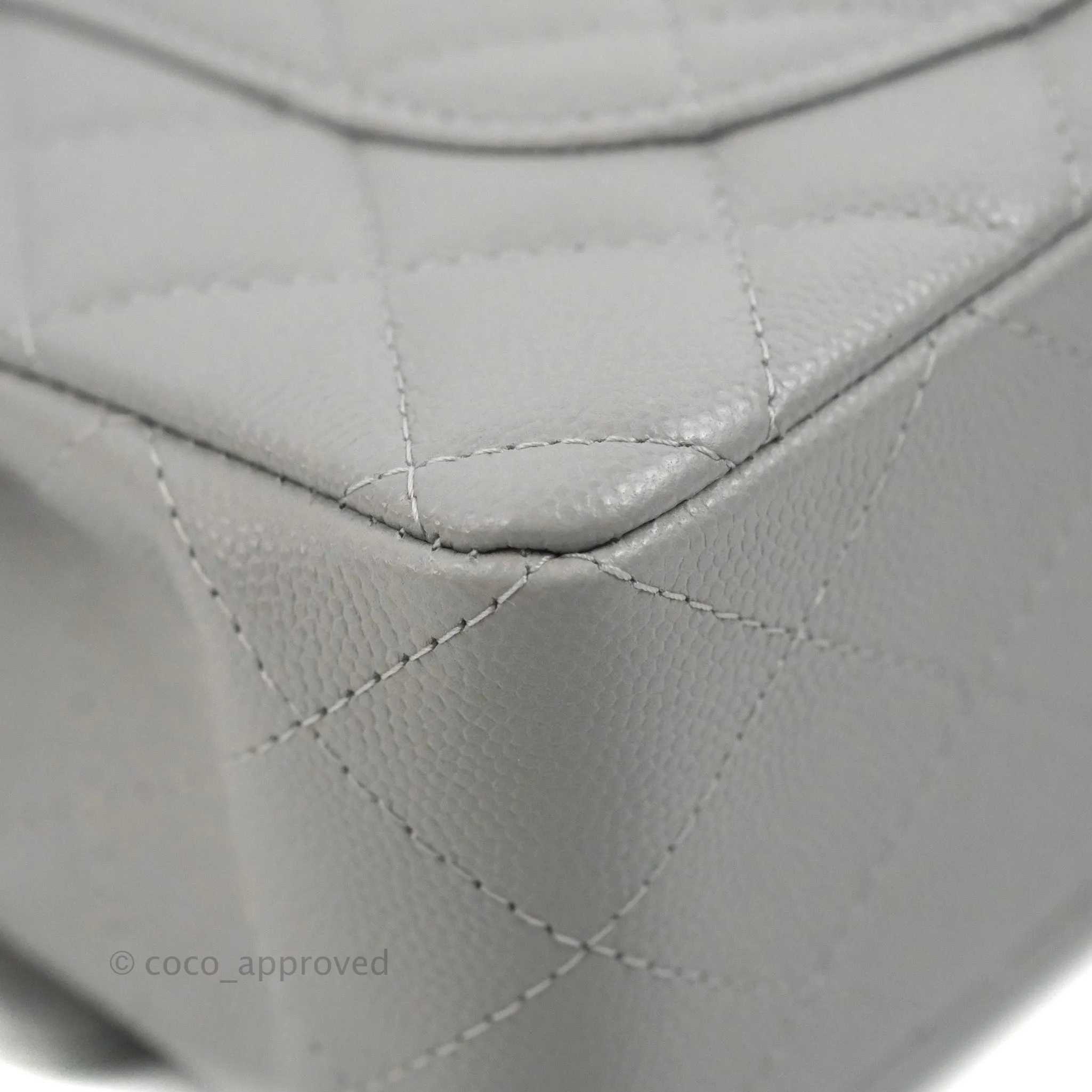 Chanel Small Classic Quilted Flap Grey Caviar Gold Hardware 21A
