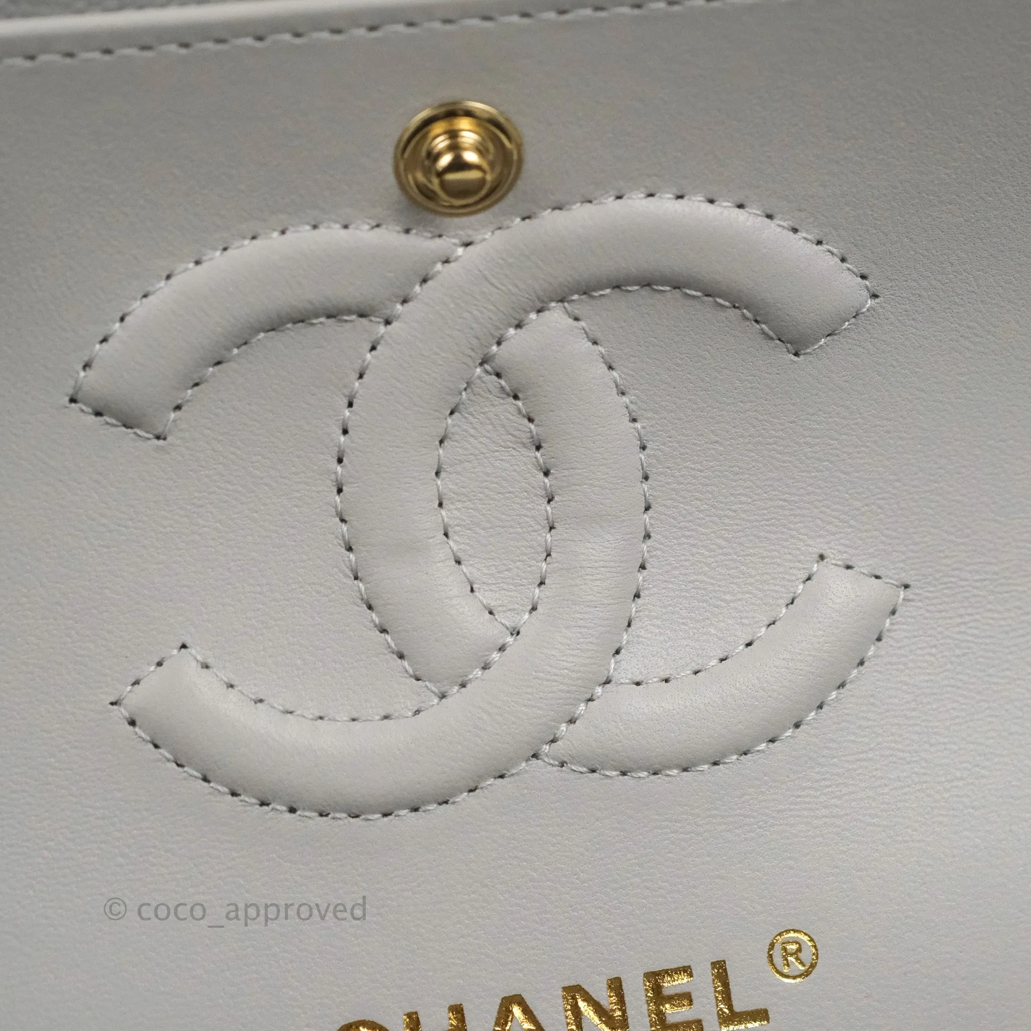 Chanel Small Classic Quilted Flap Grey Caviar Gold Hardware 21A
