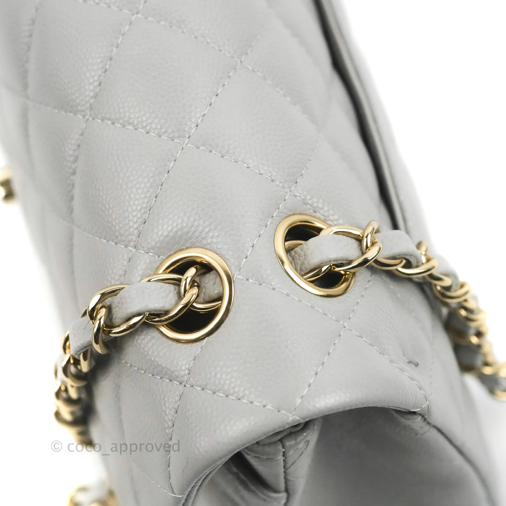 Chanel Small Classic Quilted Flap Grey Caviar Gold Hardware 21A