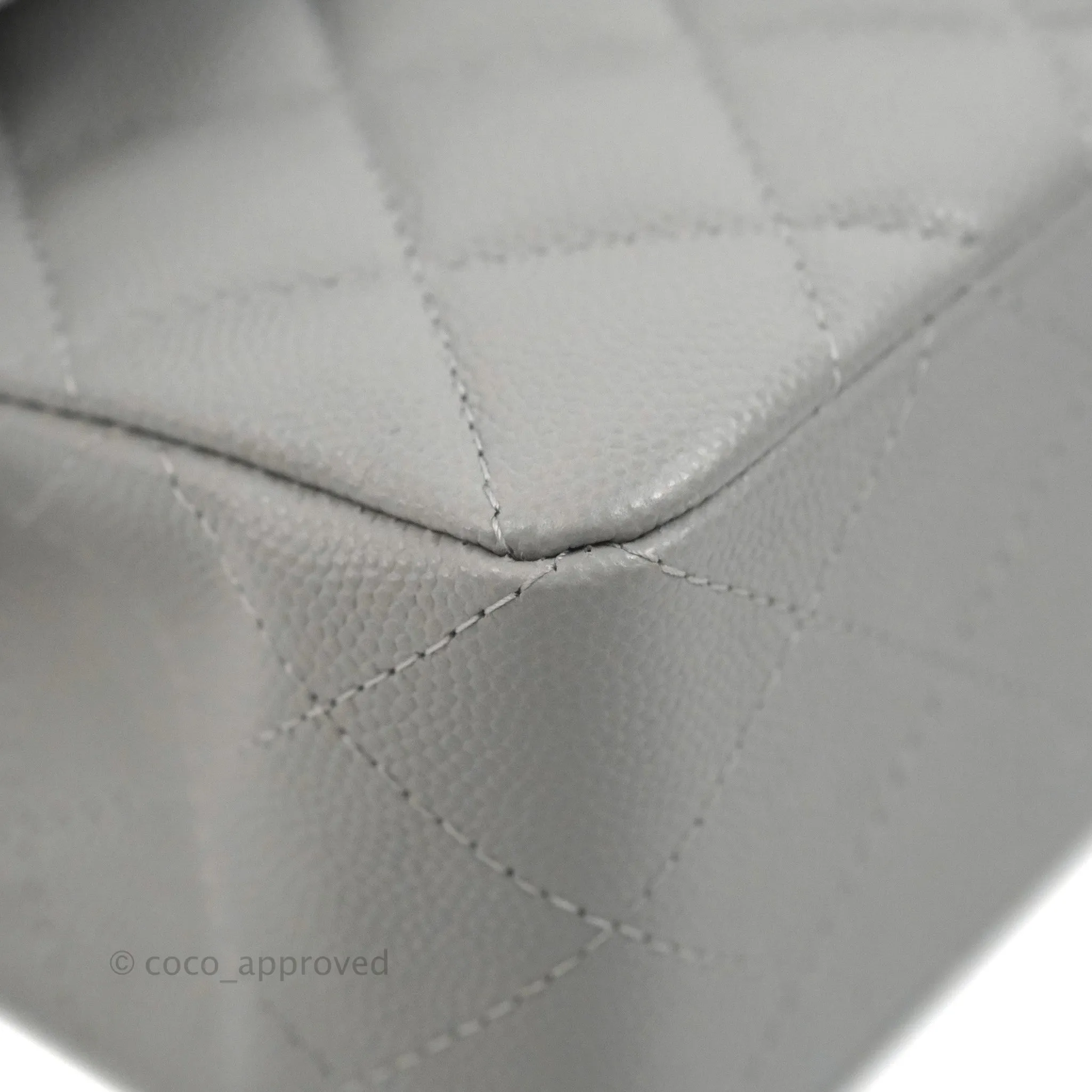 Chanel Small Classic Quilted Flap Grey Caviar Gold Hardware 21A