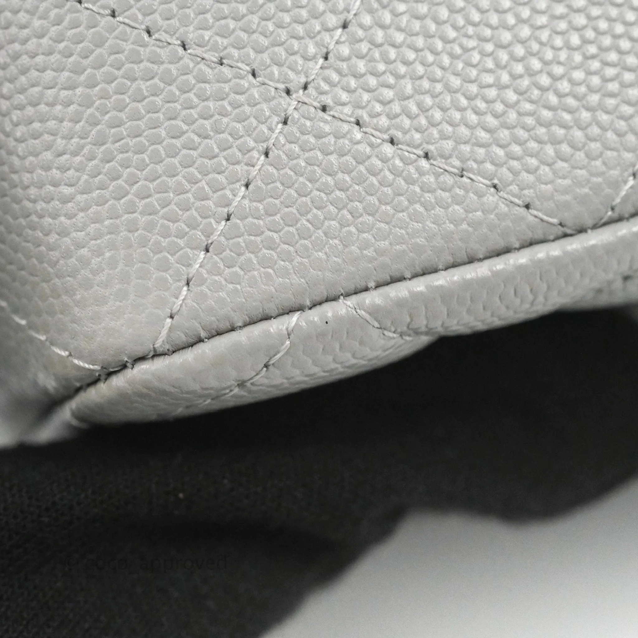 Chanel Small Classic Quilted Flap Grey Caviar Gold Hardware 21A
