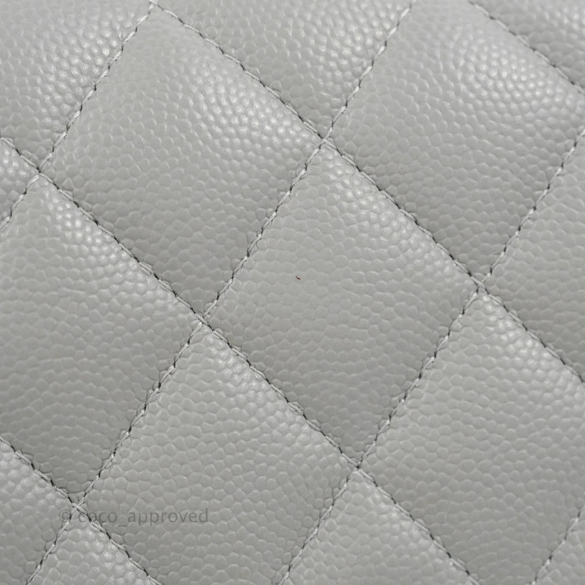 Chanel Small Classic Quilted Flap Grey Caviar Gold Hardware 21A