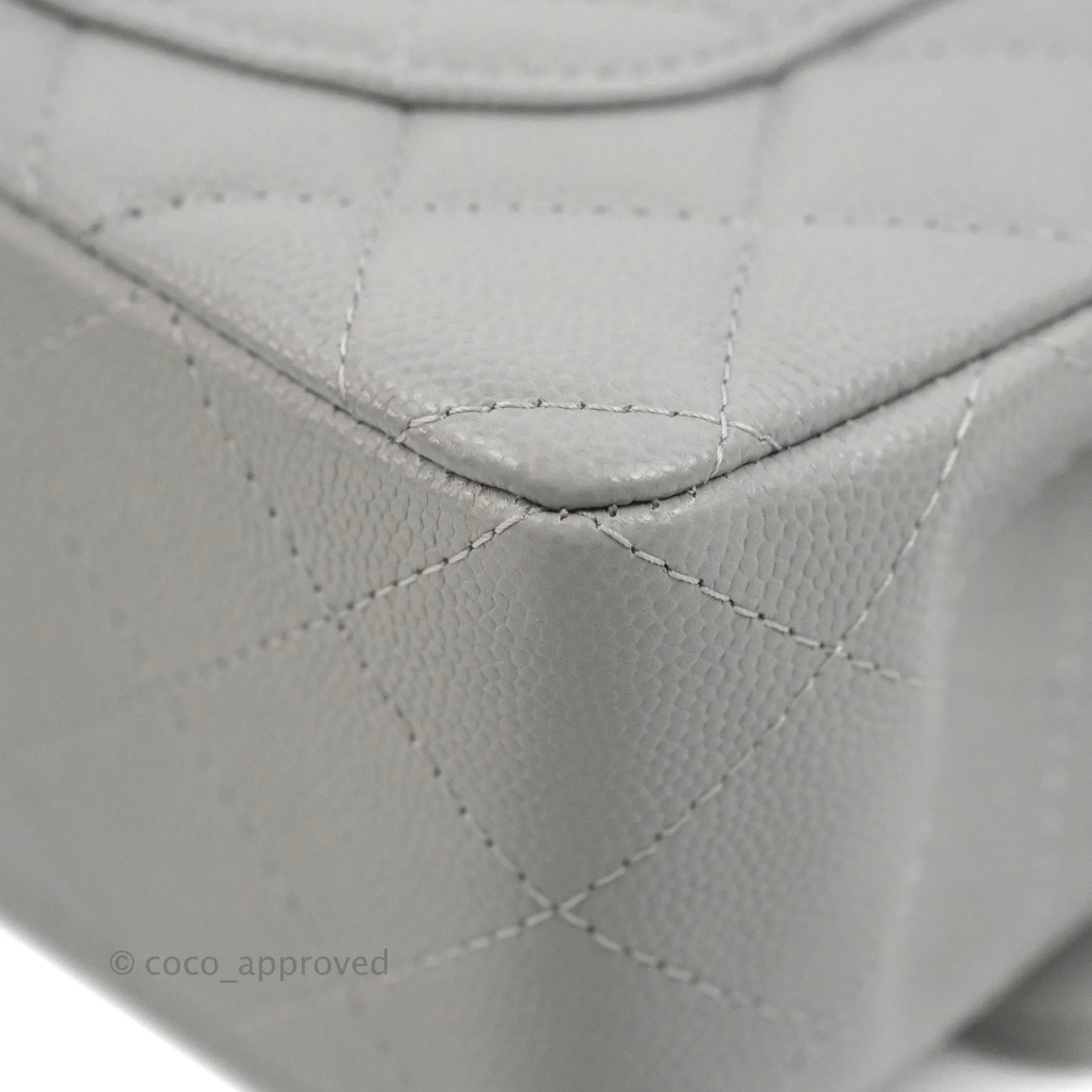 Chanel Small Classic Quilted Flap Grey Caviar Gold Hardware 21A