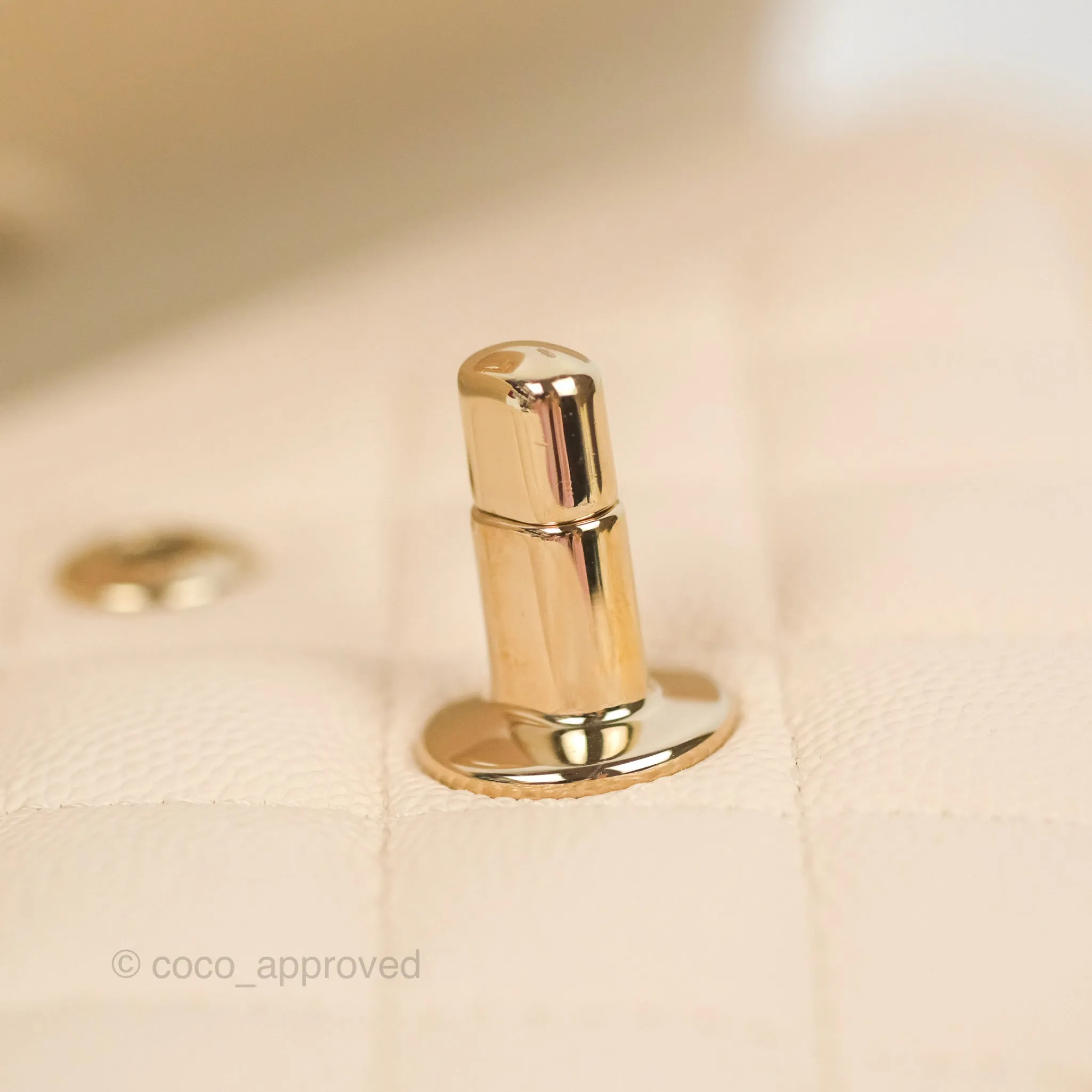 Chanel Small Classic Quilted Flap Light Ivory Beige Caviar Gold Hardware 20C