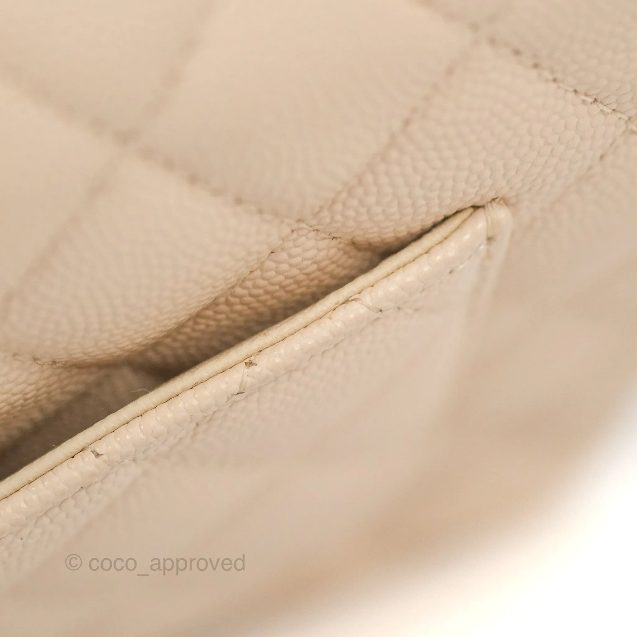 Chanel Small Classic Quilted Flap Light Ivory Beige Caviar Gold Hardware 20C