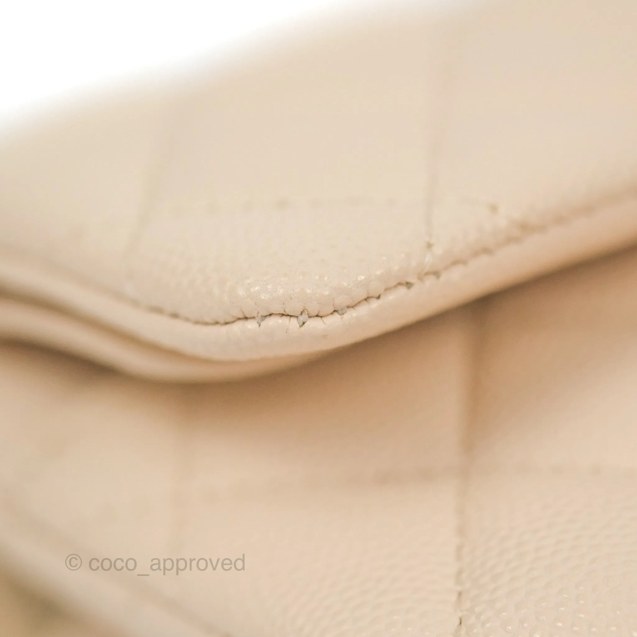 Chanel Small Classic Quilted Flap Light Ivory Beige Caviar Gold Hardware 20C