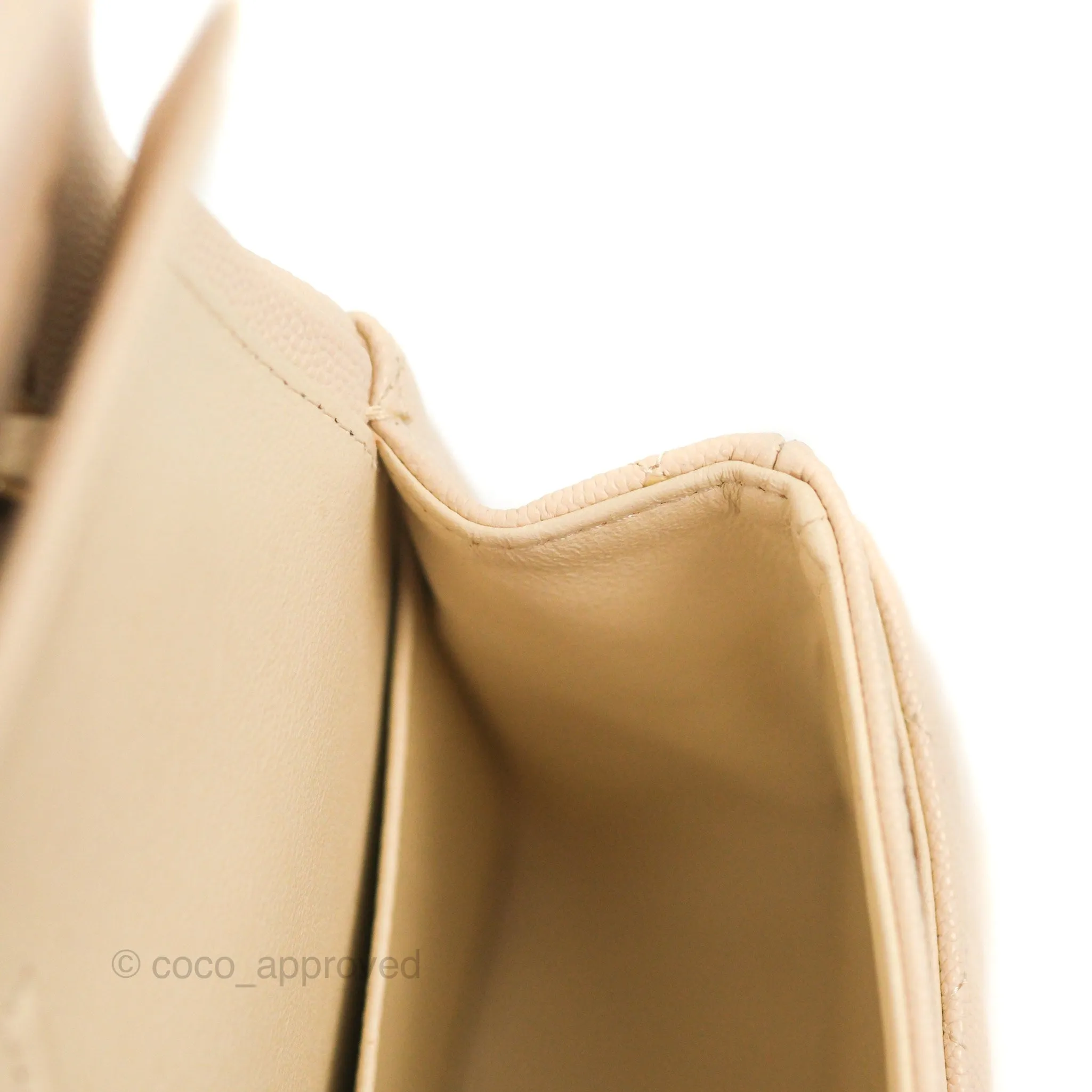 Chanel Small Classic Quilted Flap Light Ivory Beige Caviar Gold Hardware 20C