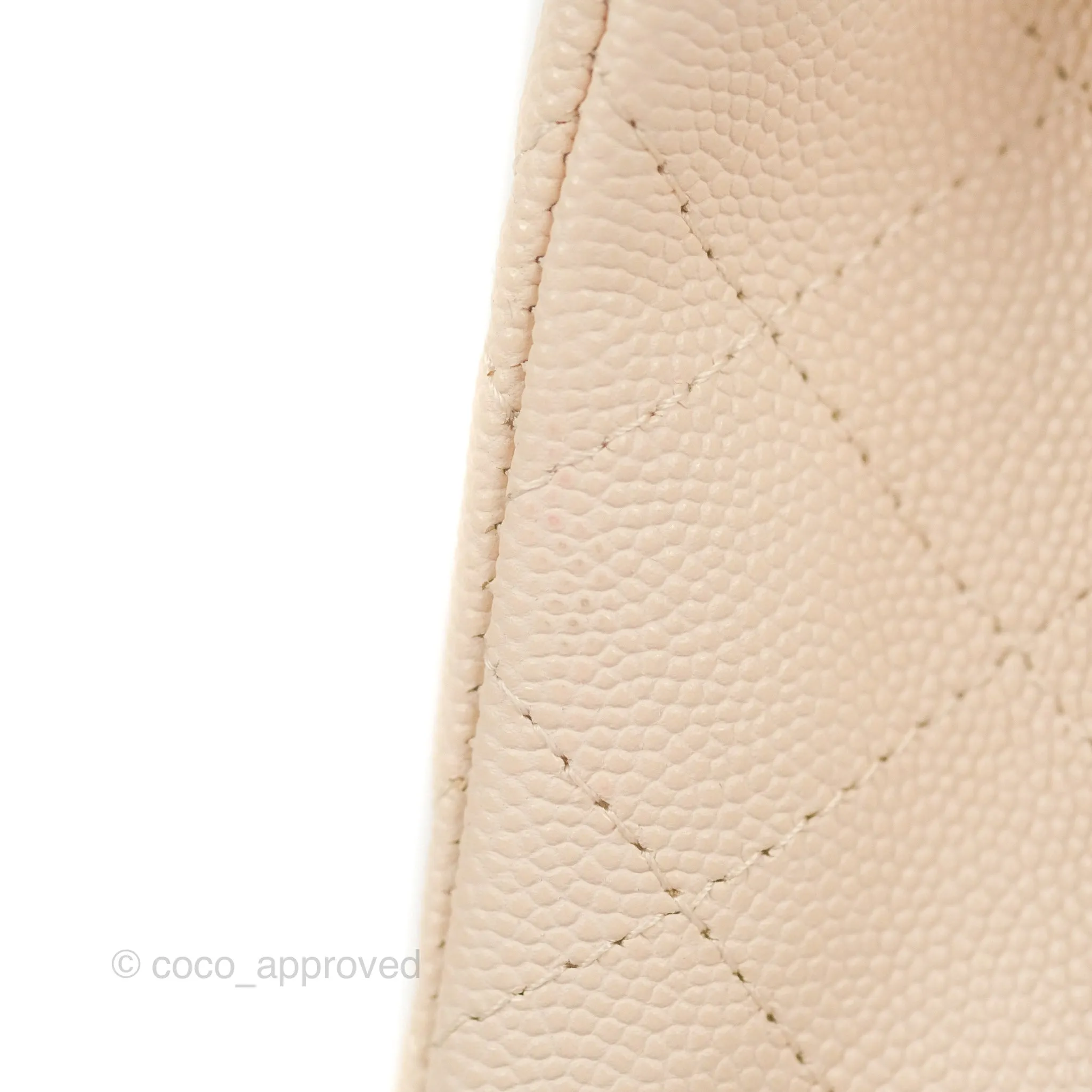 Chanel Small Classic Quilted Flap Light Ivory Beige Caviar Gold Hardware 20C