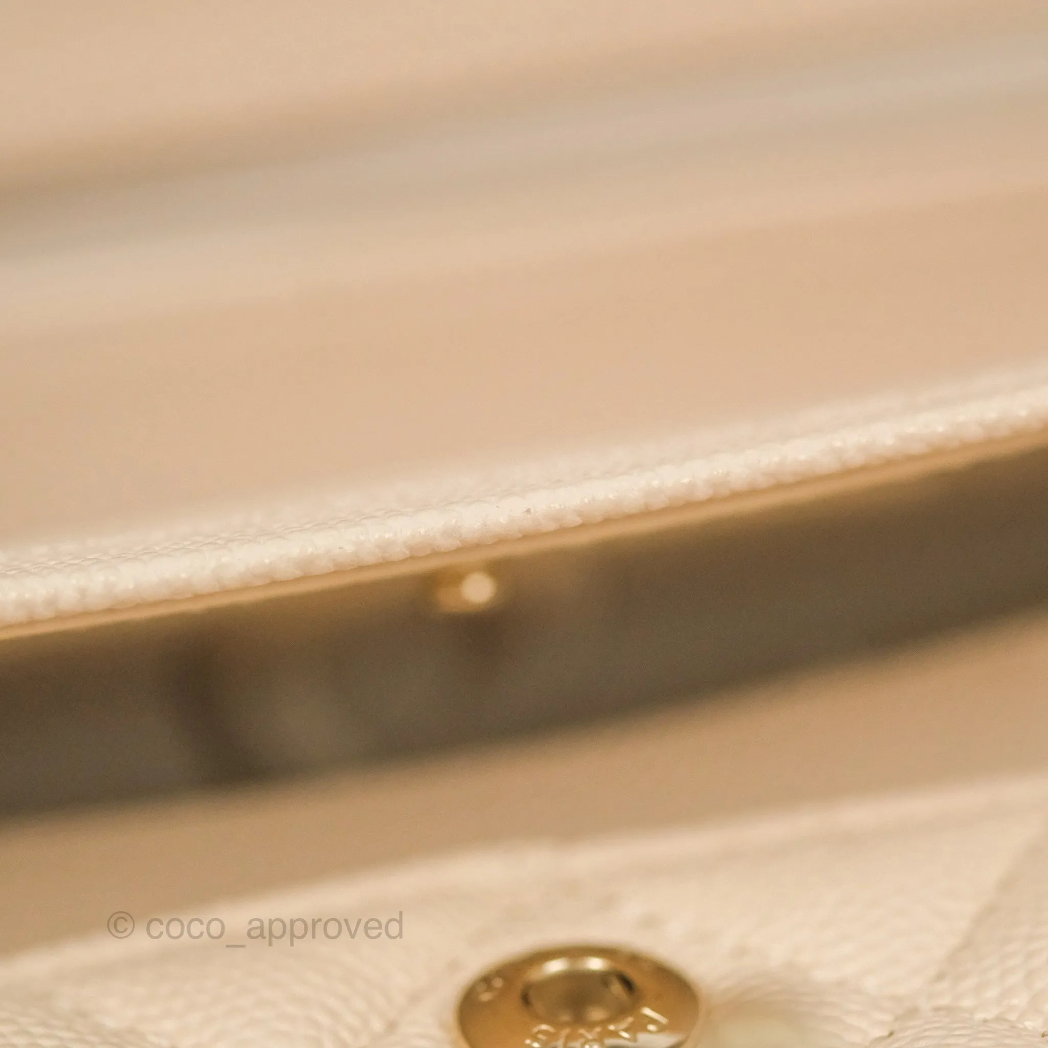 Chanel Small Classic Quilted Flap Light Ivory Beige Caviar Gold Hardware 20C