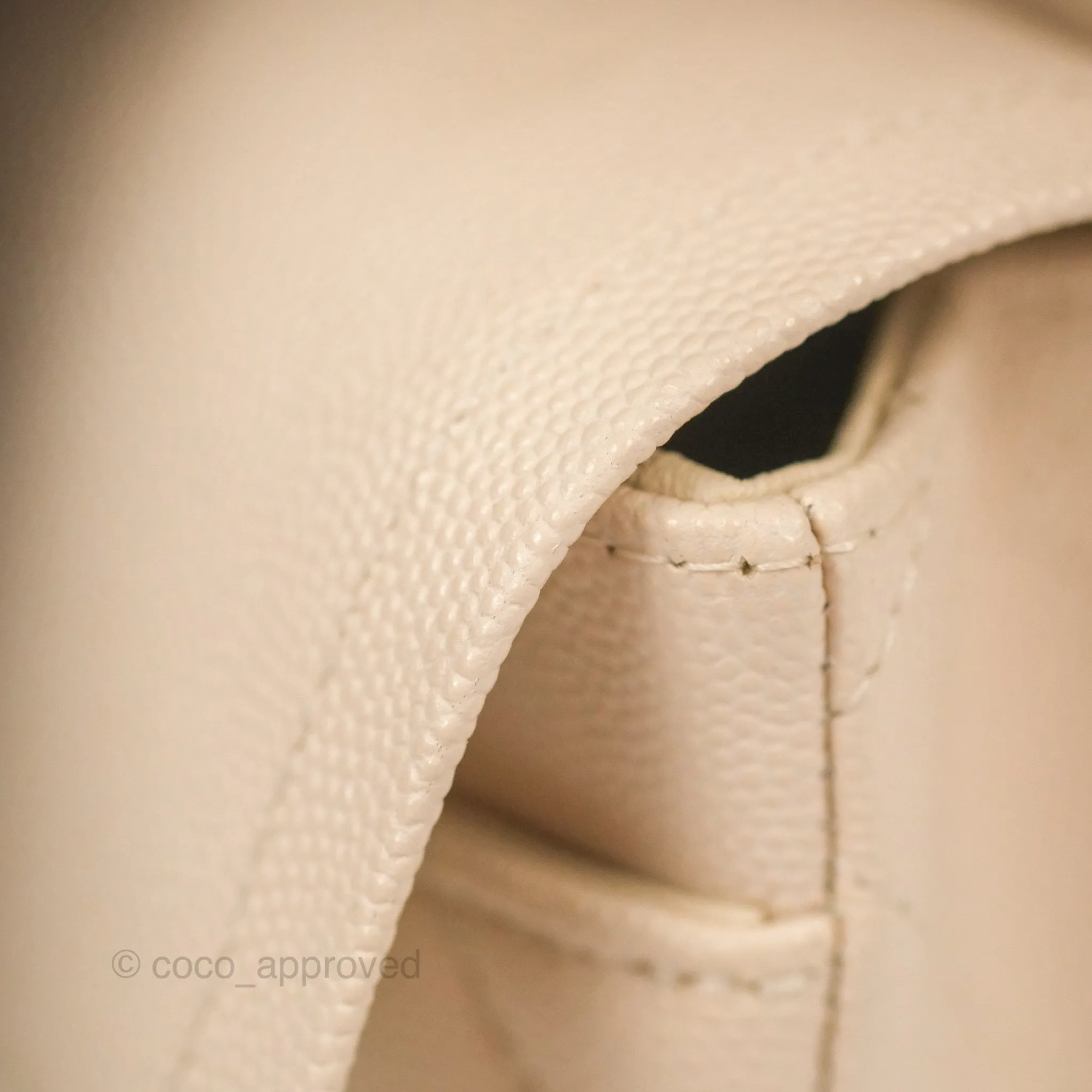 Chanel Small Classic Quilted Flap Light Ivory Beige Caviar Gold Hardware 20C