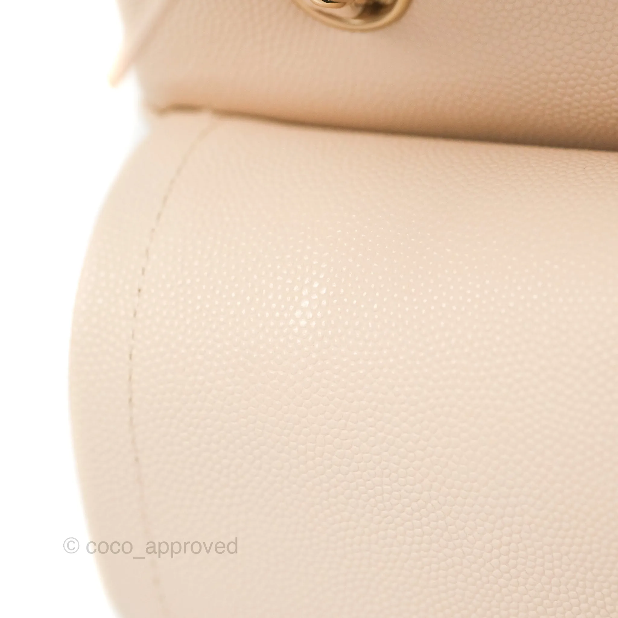 Chanel Small Classic Quilted Flap Light Ivory Beige Caviar Gold Hardware 20C