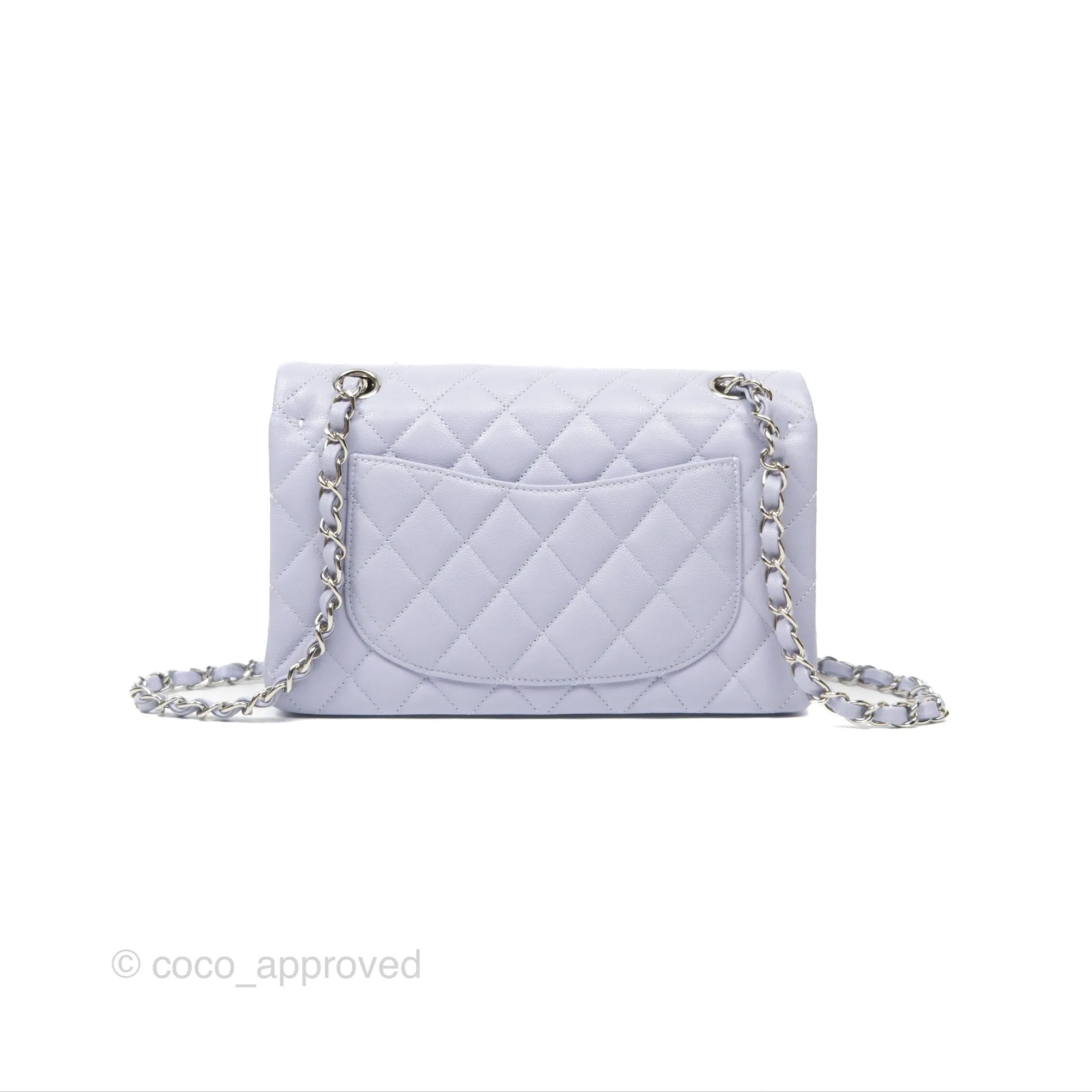 Chanel Small Classic Quilted Flap Lilac Caviar Silver Hardware 21K