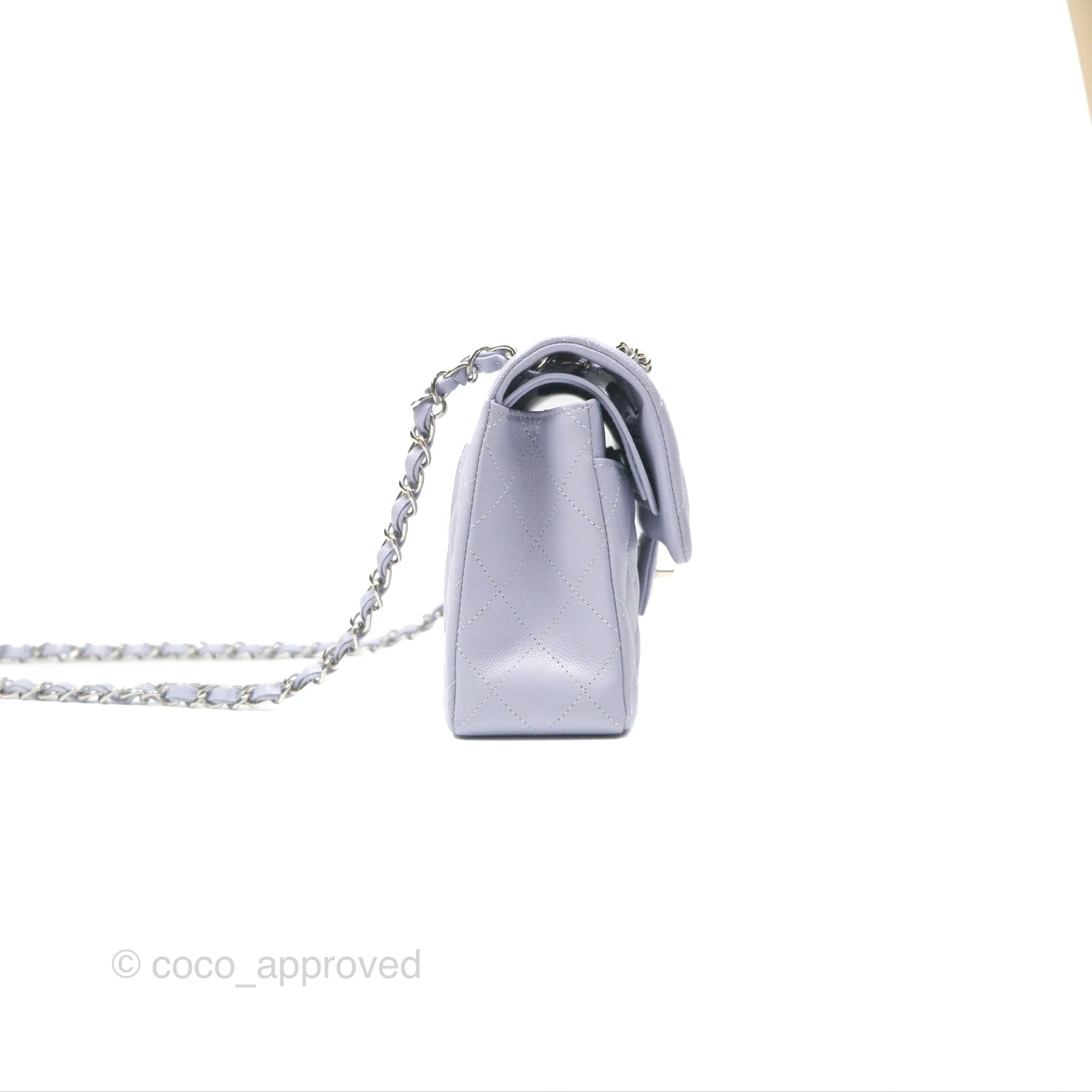 Chanel Small Classic Quilted Flap Lilac Caviar Silver Hardware 21K