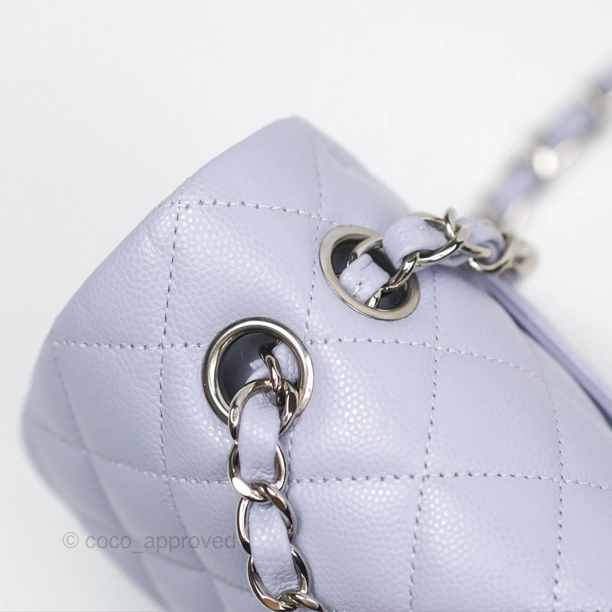 Chanel Small Classic Quilted Flap Lilac Caviar Silver Hardware 21K