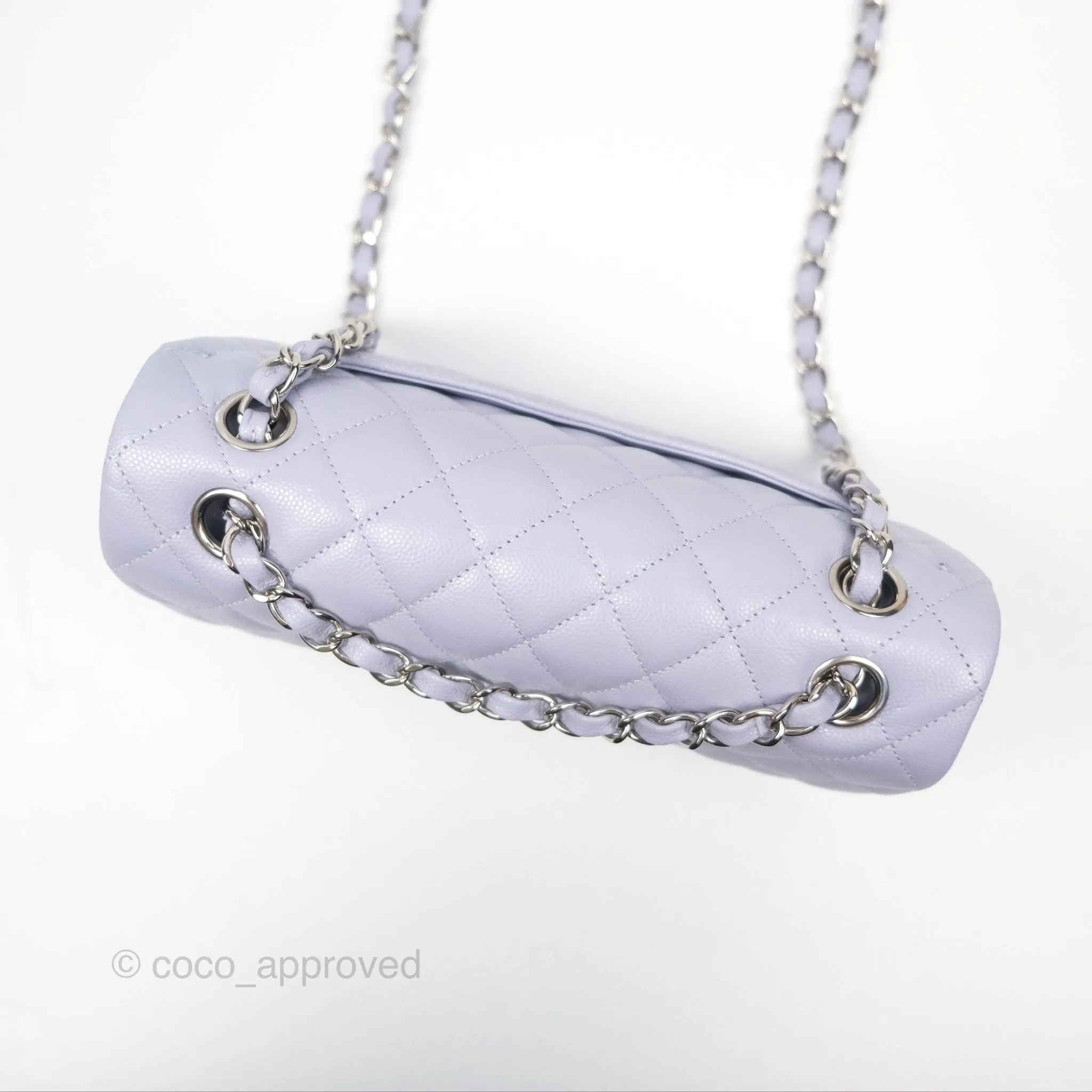Chanel Small Classic Quilted Flap Lilac Caviar Silver Hardware 21K