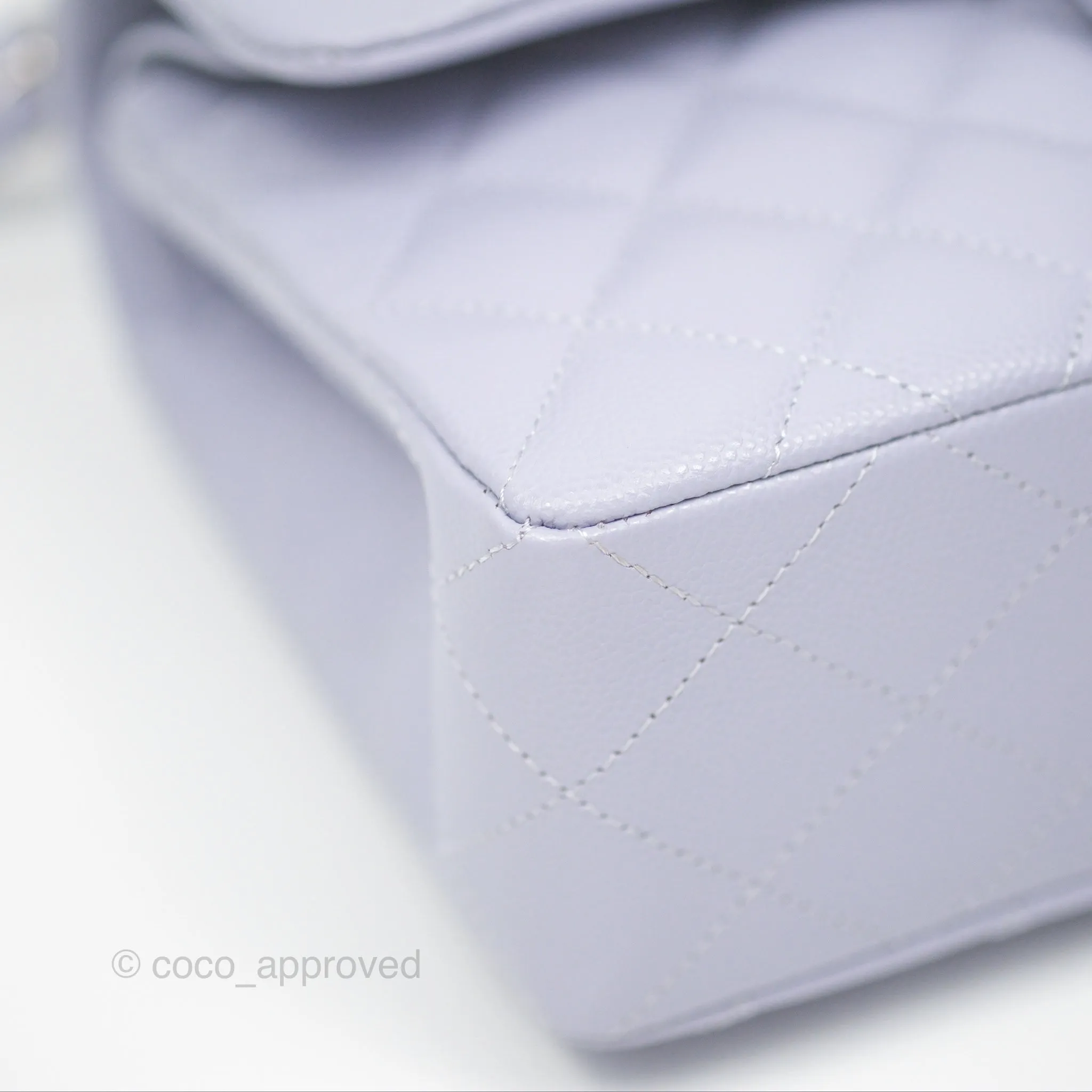 Chanel Small Classic Quilted Flap Lilac Caviar Silver Hardware 21K