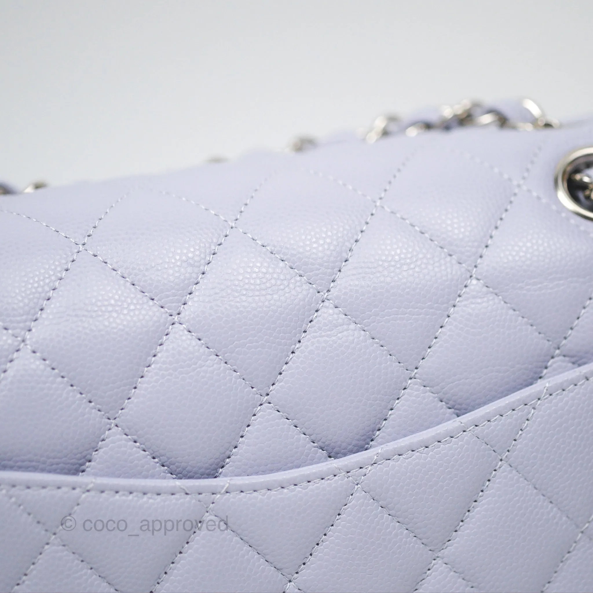 Chanel Small Classic Quilted Flap Lilac Caviar Silver Hardware 21K
