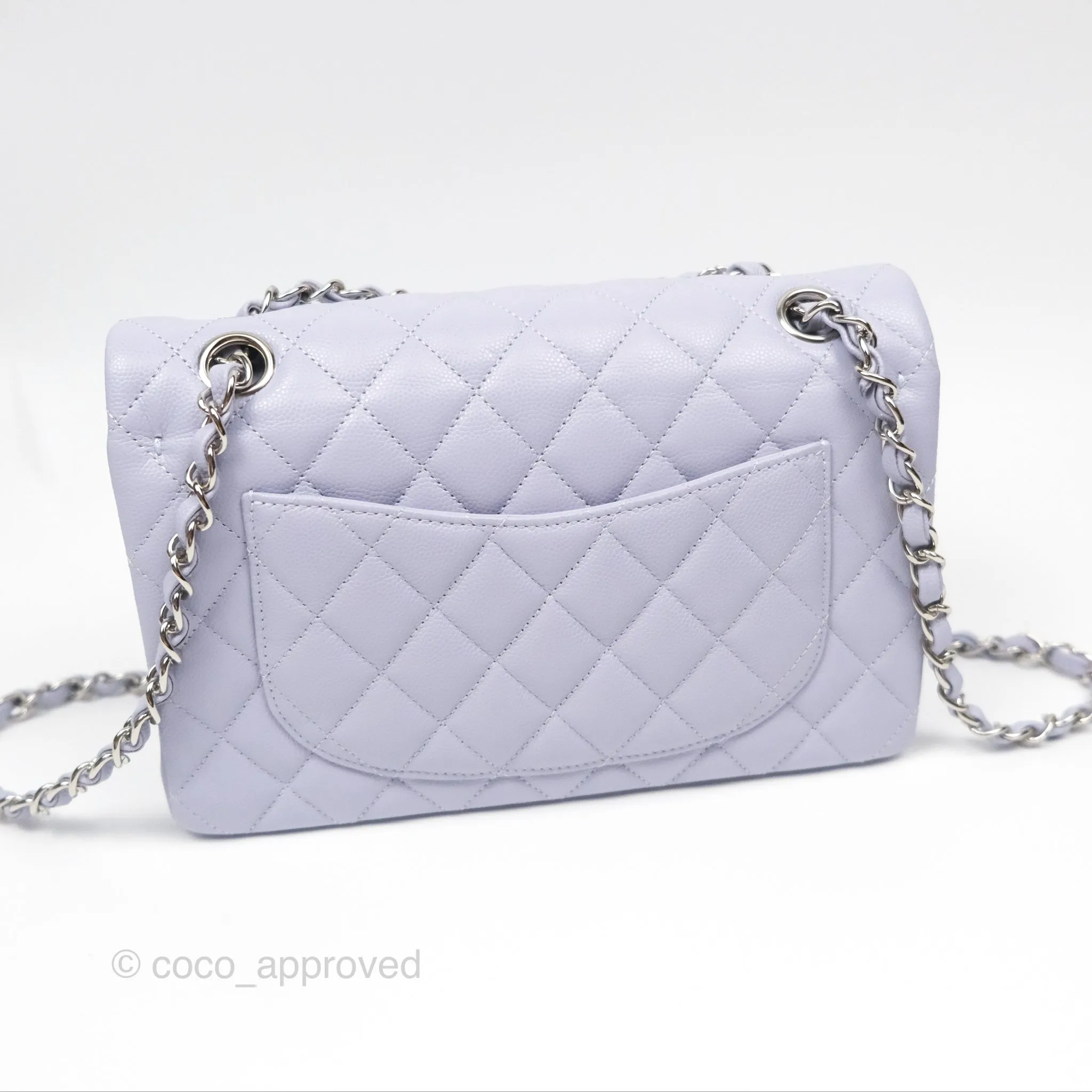 Chanel Small Classic Quilted Flap Lilac Caviar Silver Hardware 21K