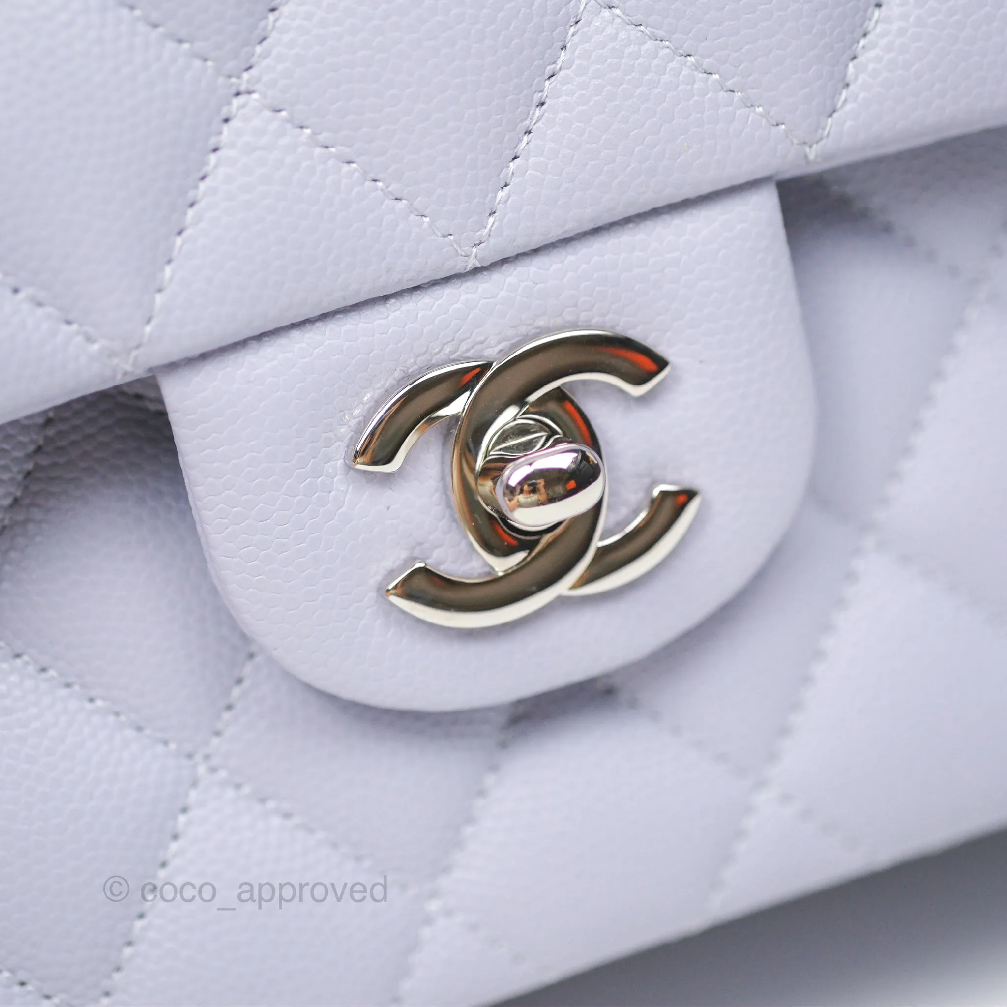 Chanel Small Classic Quilted Flap Lilac Caviar Silver Hardware 21K