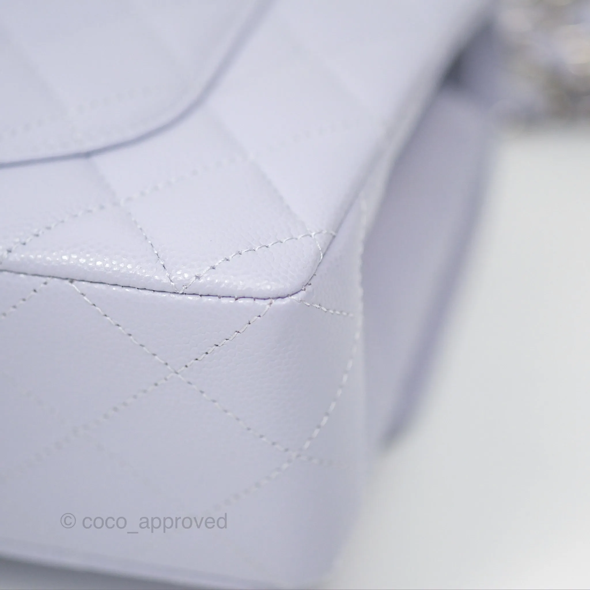 Chanel Small Classic Quilted Flap Lilac Caviar Silver Hardware 21K