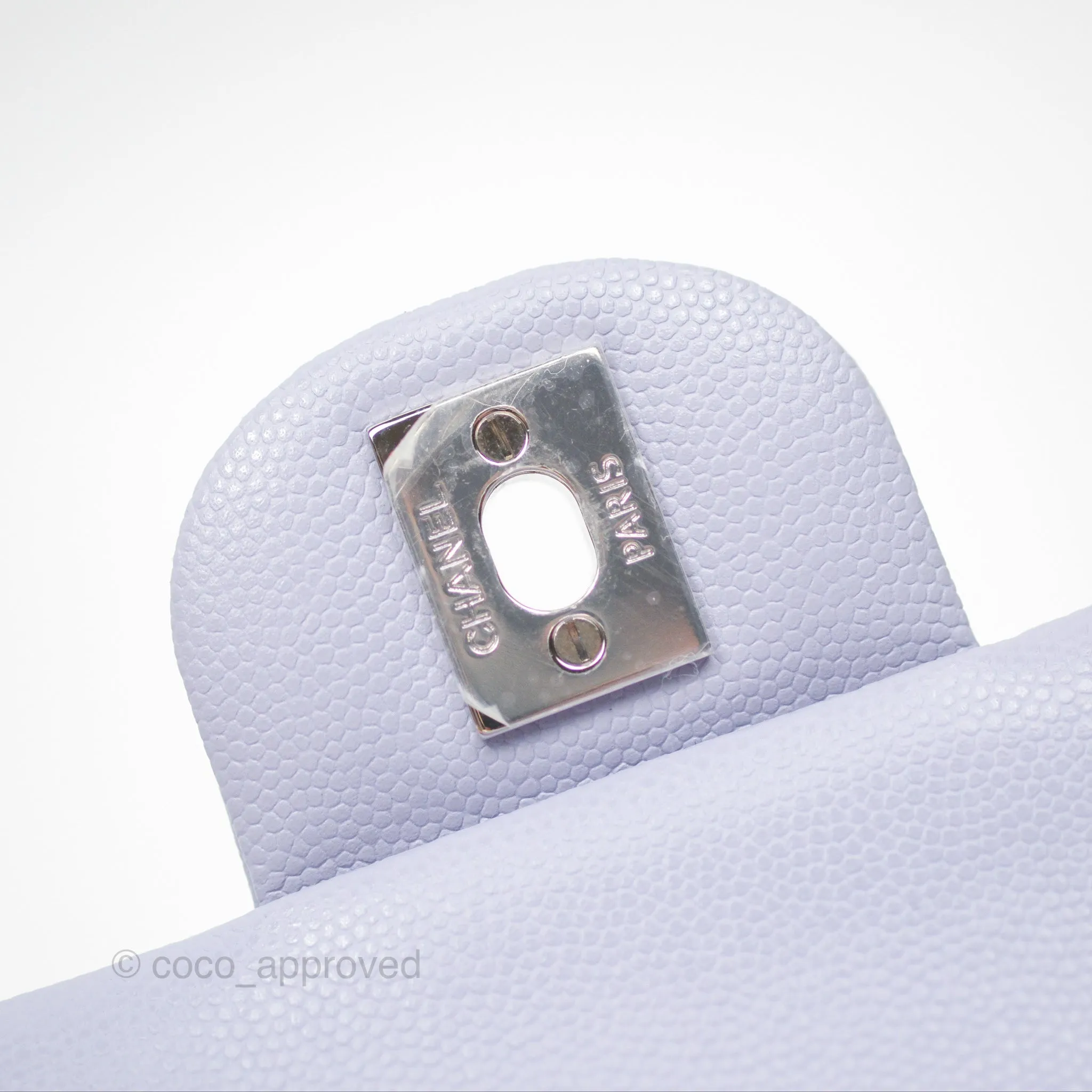 Chanel Small Classic Quilted Flap Lilac Caviar Silver Hardware 21K