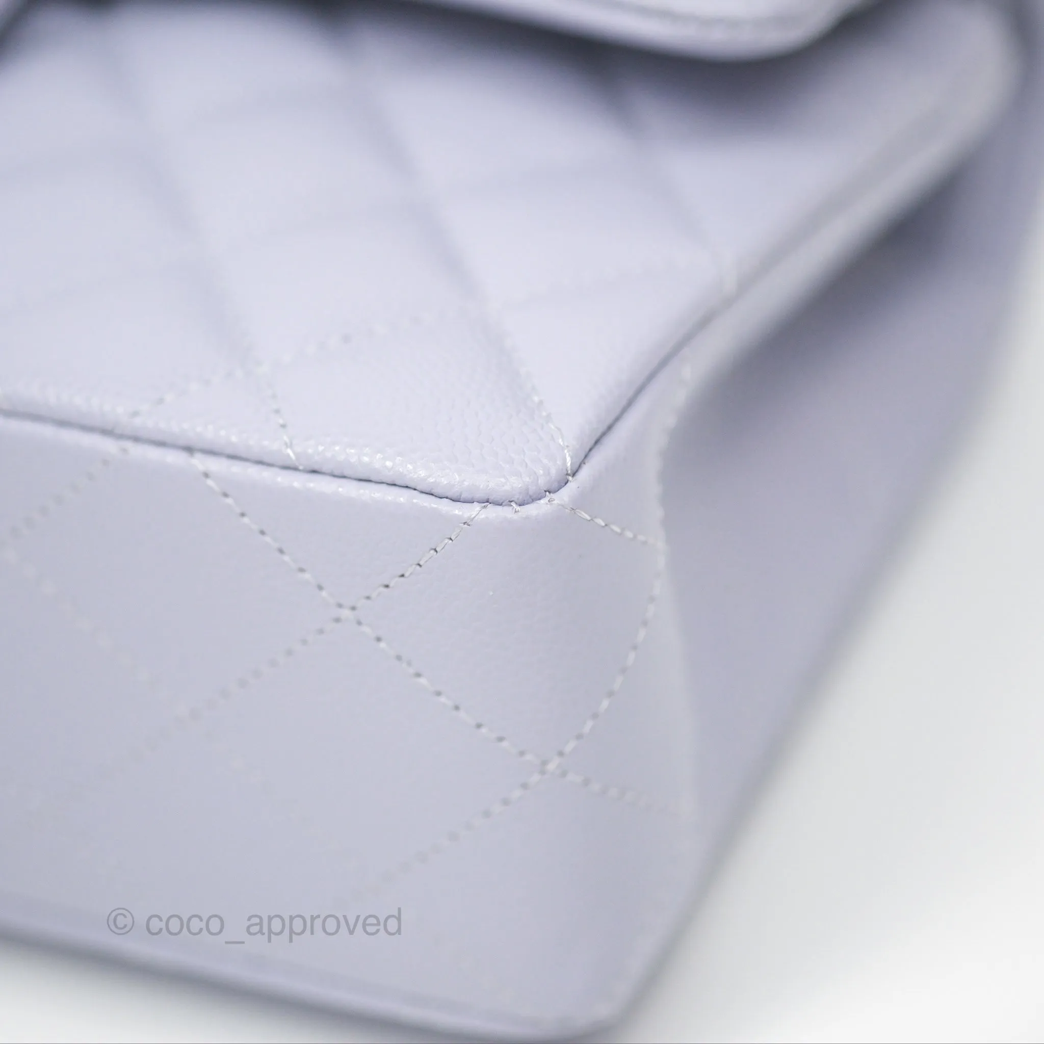 Chanel Small Classic Quilted Flap Lilac Caviar Silver Hardware 21K