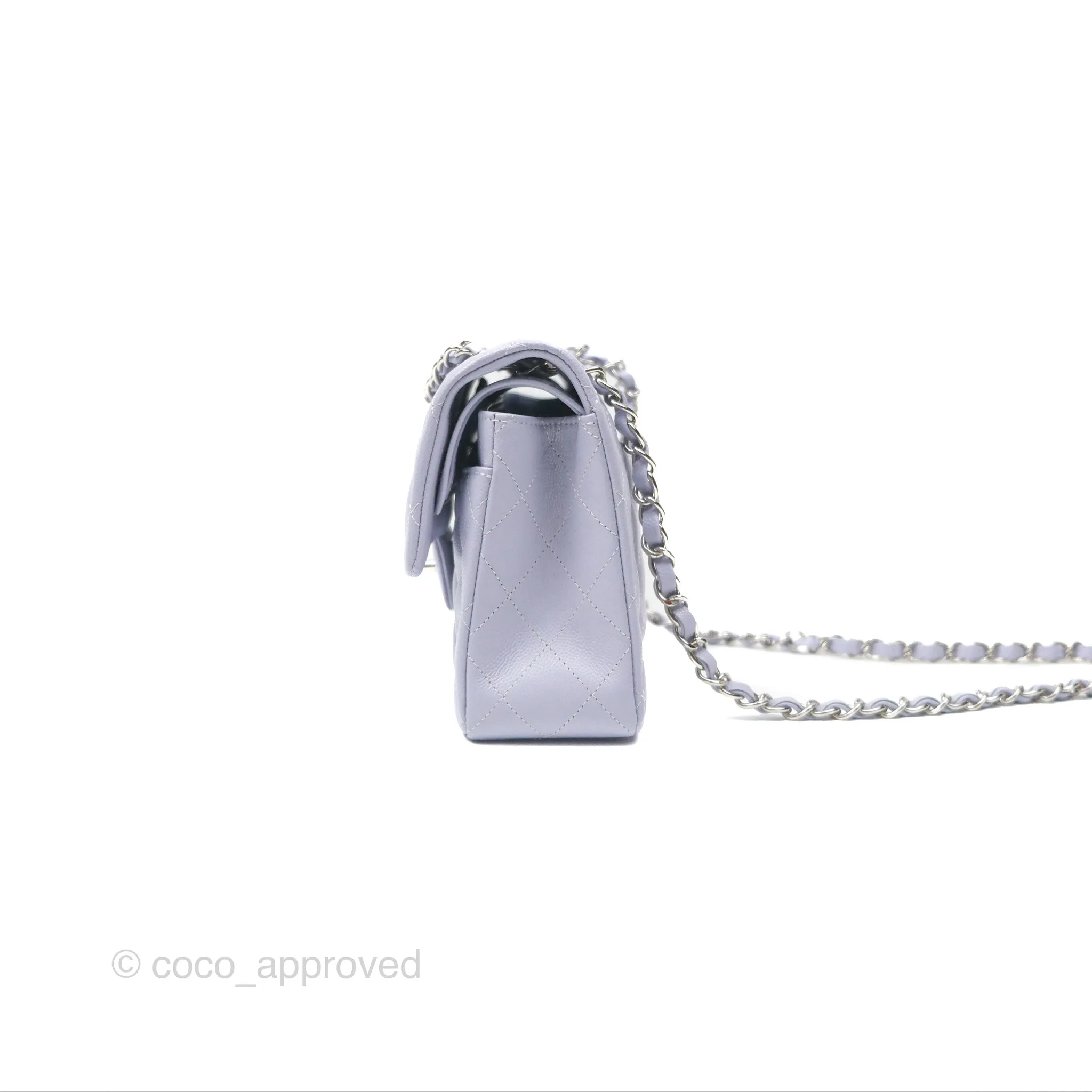 Chanel Small Classic Quilted Flap Lilac Caviar Silver Hardware 21K