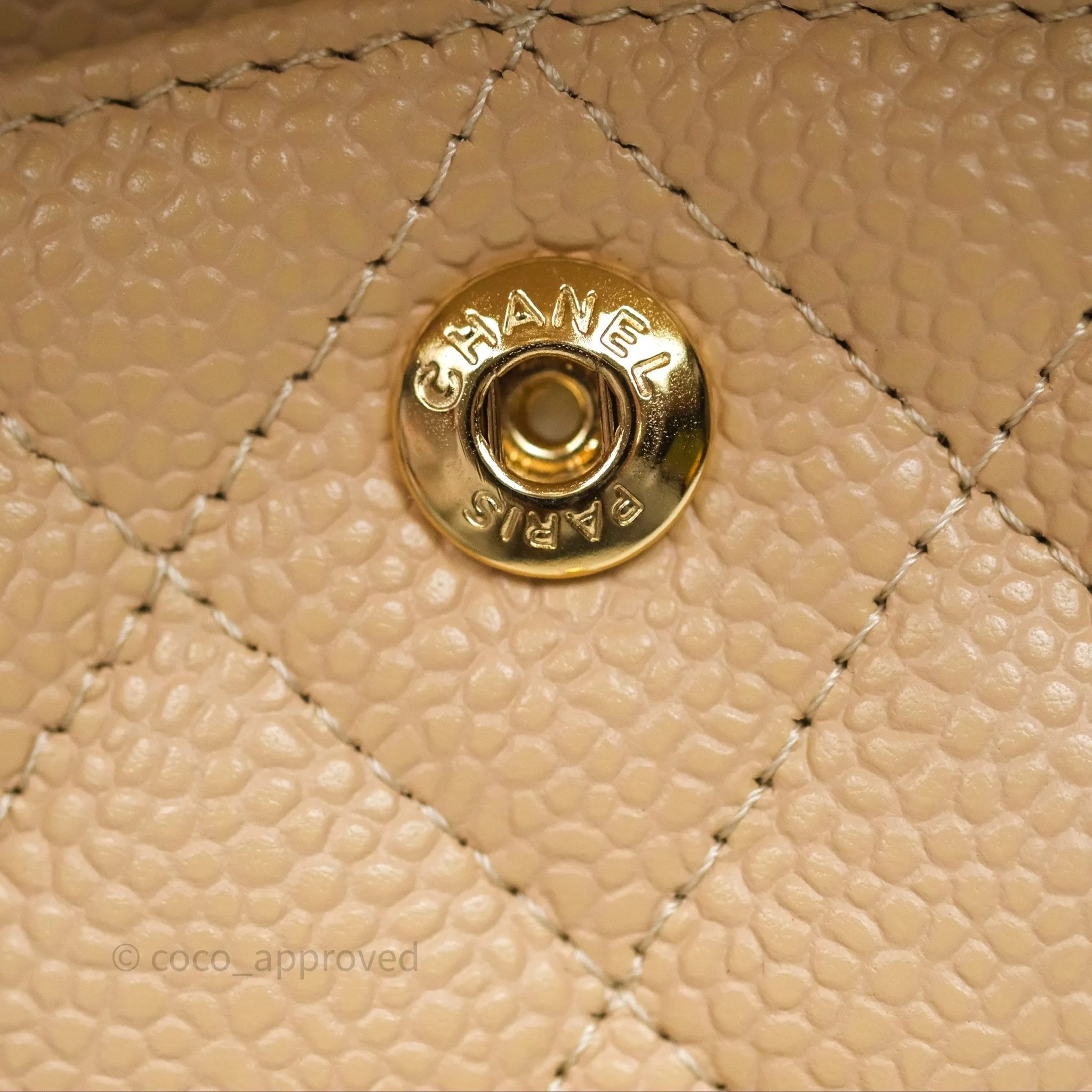 Chanel Small Quilted Classic Flap Beige Caviar Gold Hardware