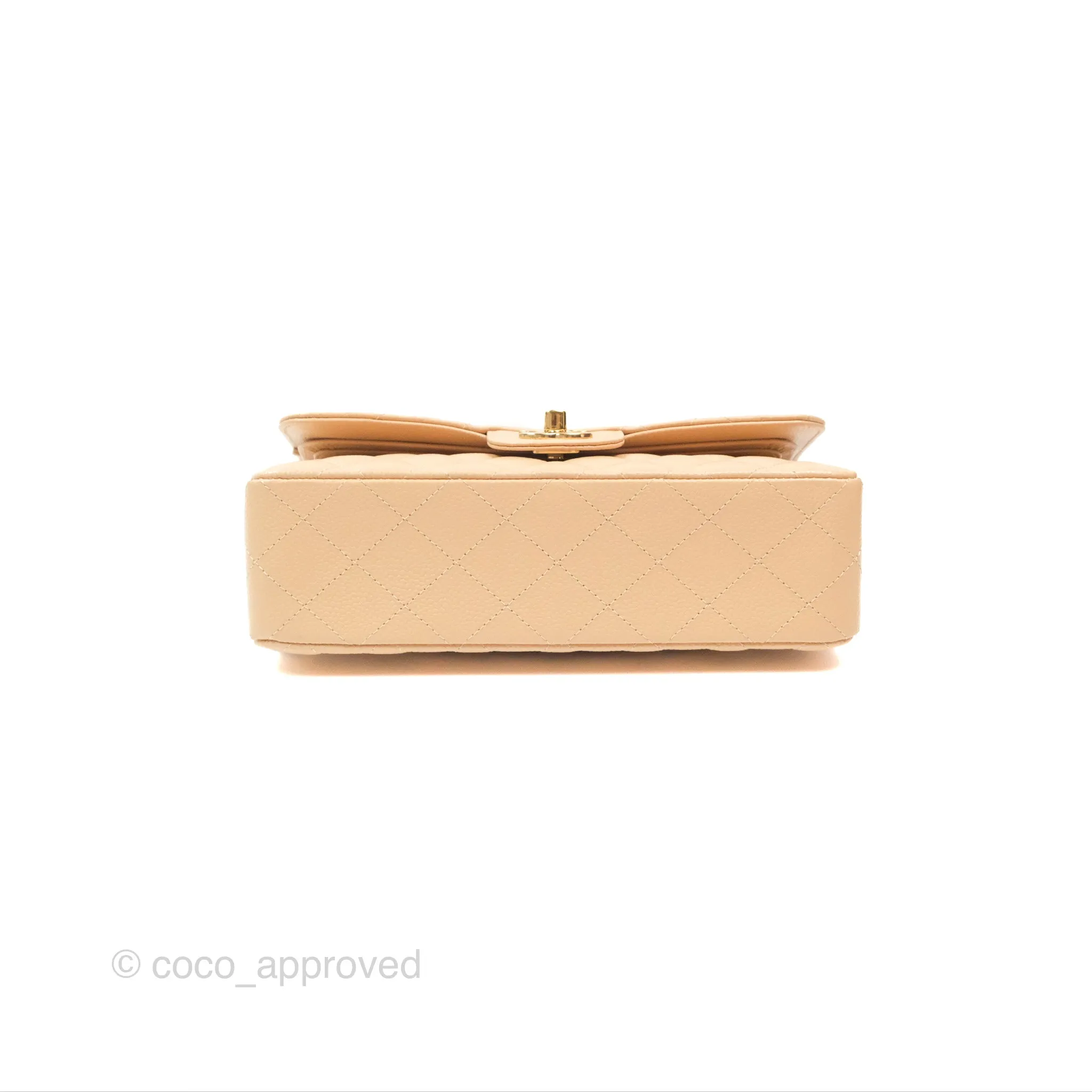 Chanel Small Quilted Classic Flap Beige Caviar Gold Hardware