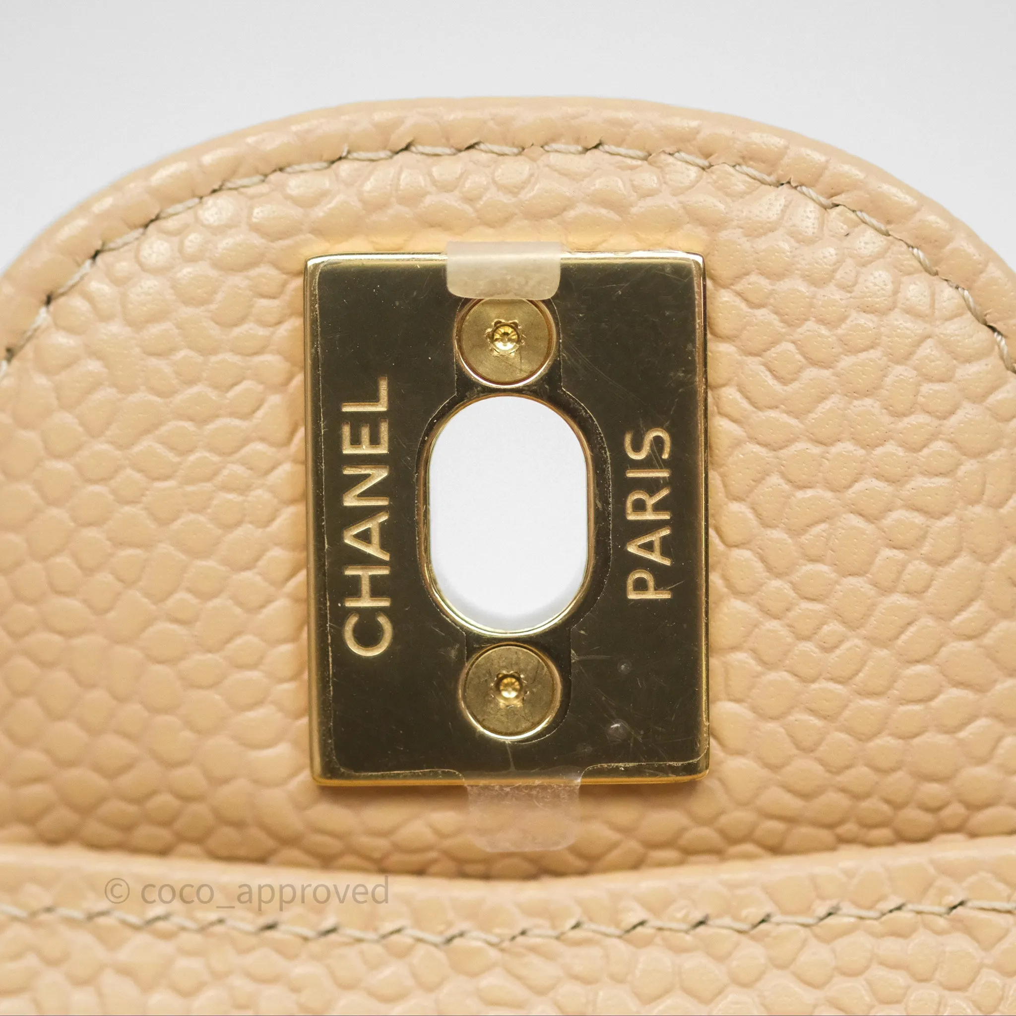 Chanel Small Quilted Classic Flap Beige Caviar Gold Hardware