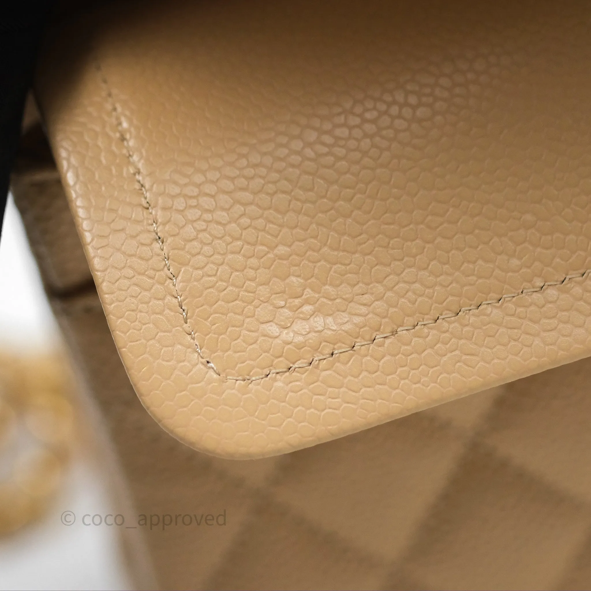 Chanel Small Quilted Classic Flap Beige Caviar Gold Hardware