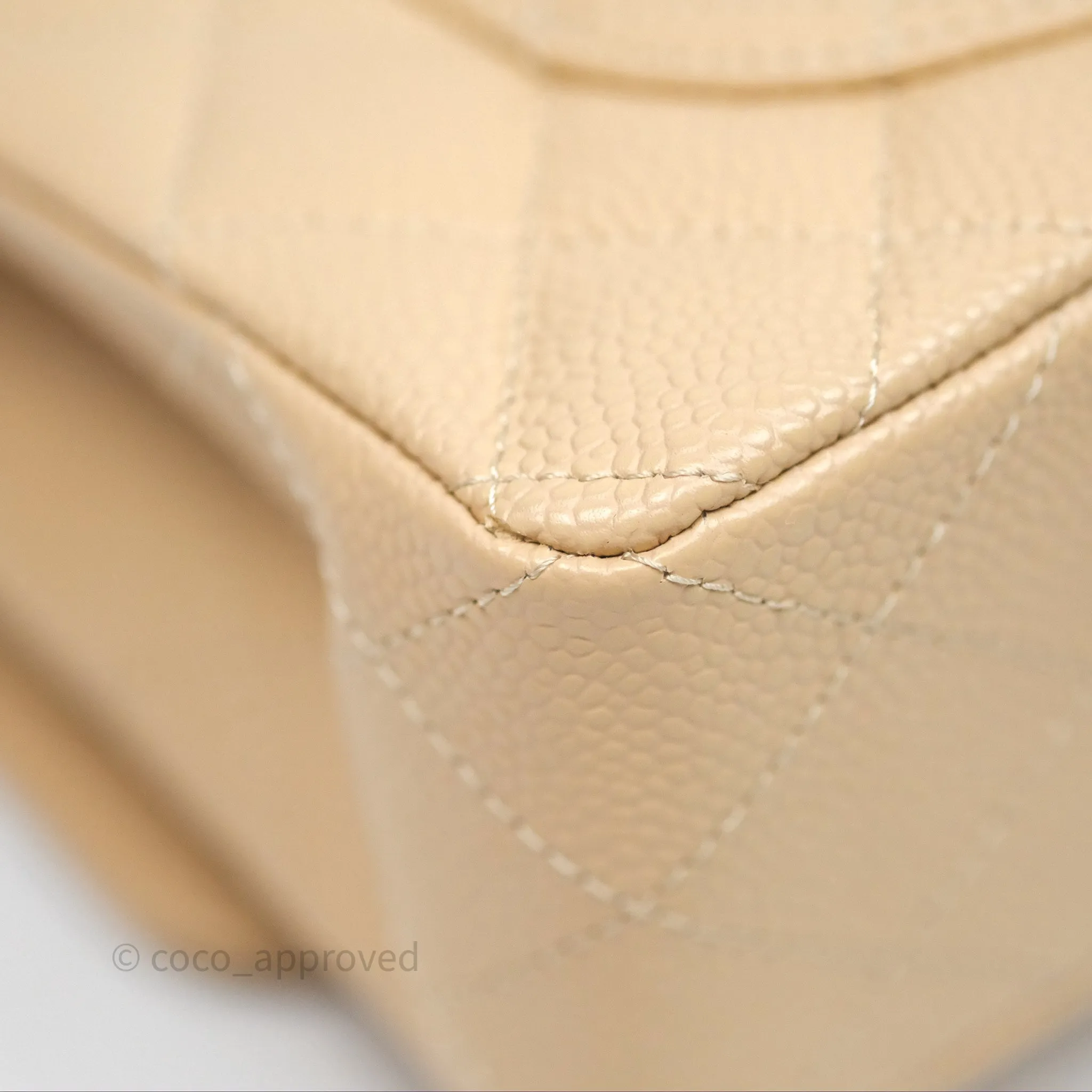Chanel Small Quilted Classic Flap Beige Caviar Gold Hardware