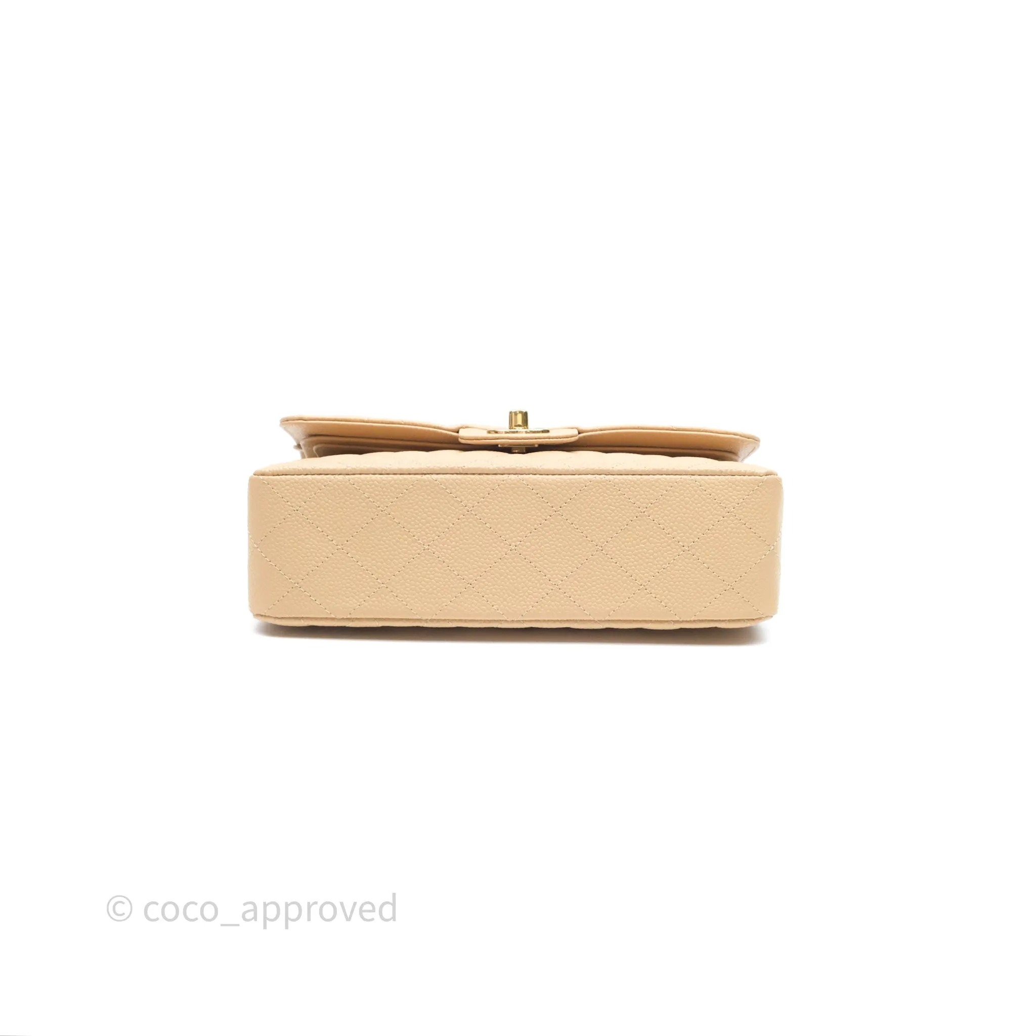 Chanel Small Quilted Classic Flap Beige Caviar Gold Hardware