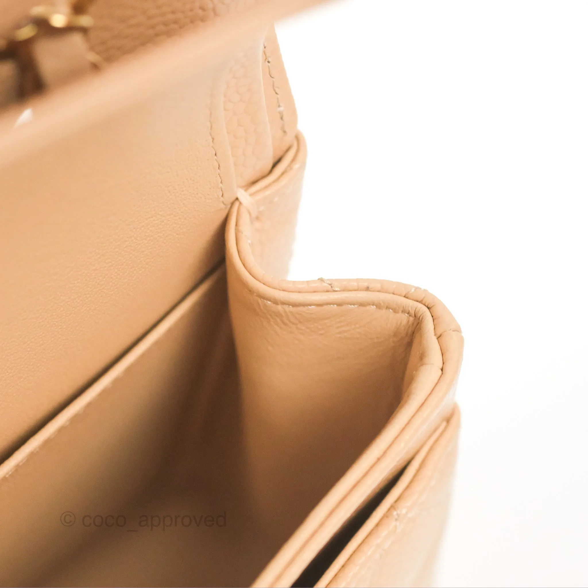 Chanel Small Quilted Classic Flap Beige Caviar Gold Hardware